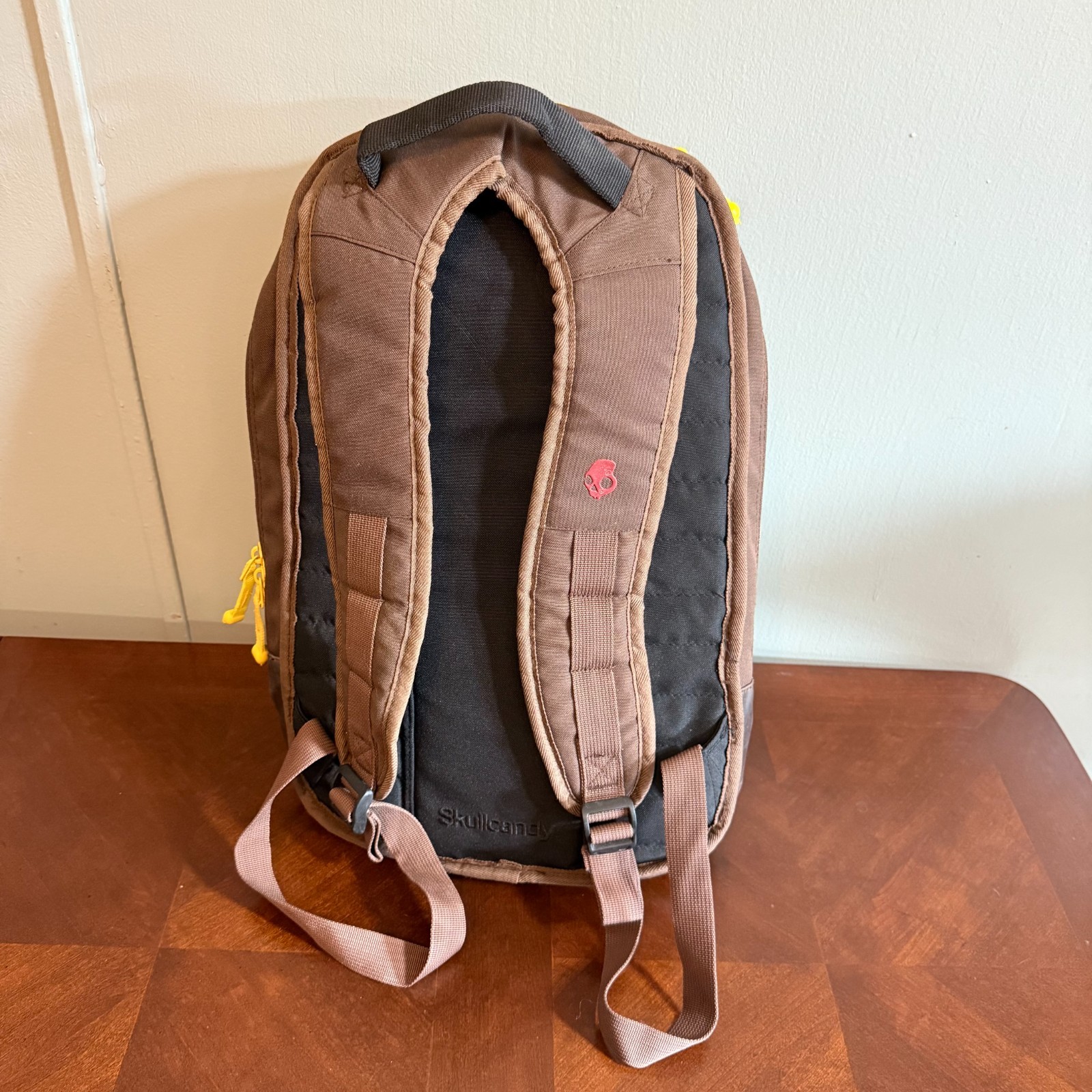 Skullcandy Backpack Brown Rasta Colors Laptop Bag Retro Style Skull Logo grunge