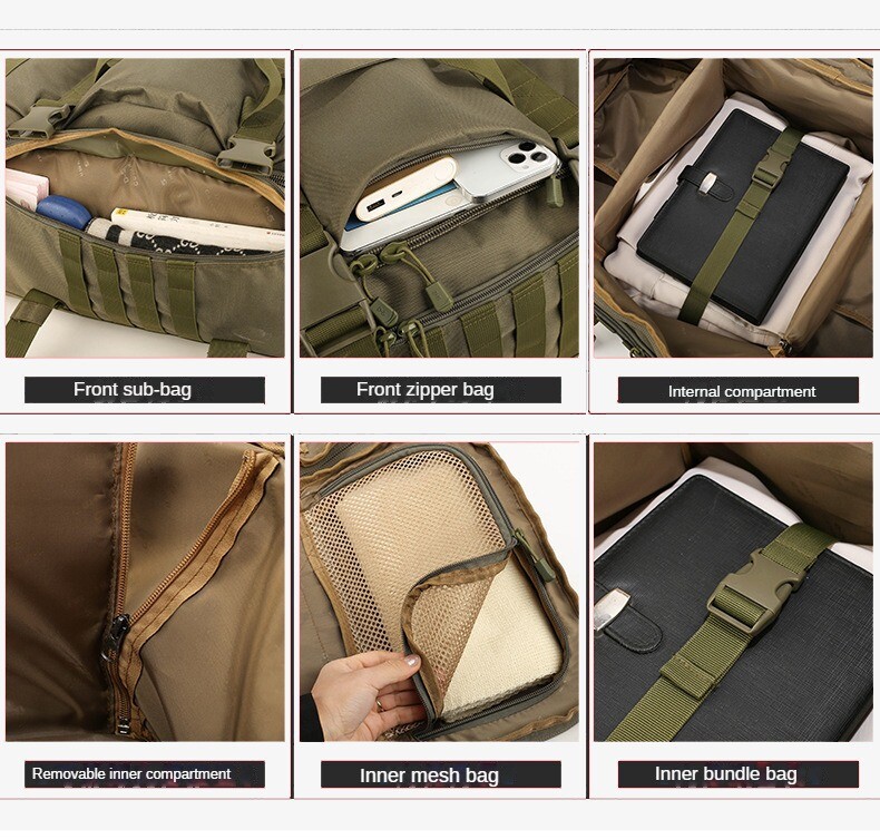 Men’s Large Military Tactical Backpack Camping Travel Rucksack Bag Carry Handles