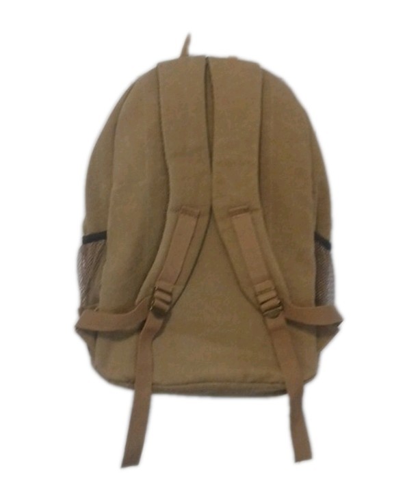 Generic Khaki Canvas Backpack Tan & Brown Adjustable Padded Straps Pockets