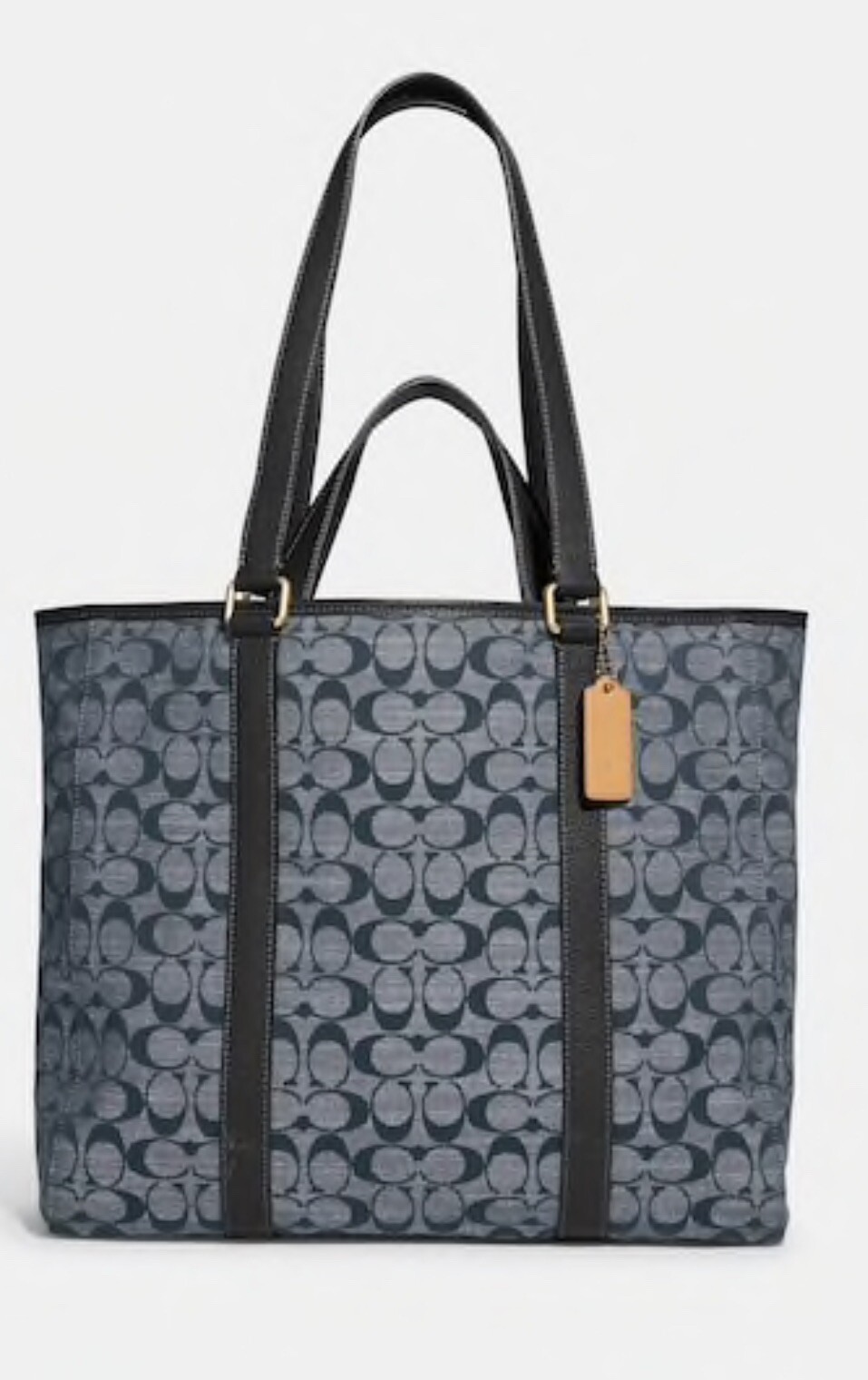 NWT Coach Hudson Double Handle Tote Bag In Signature Chambray Blue Denim