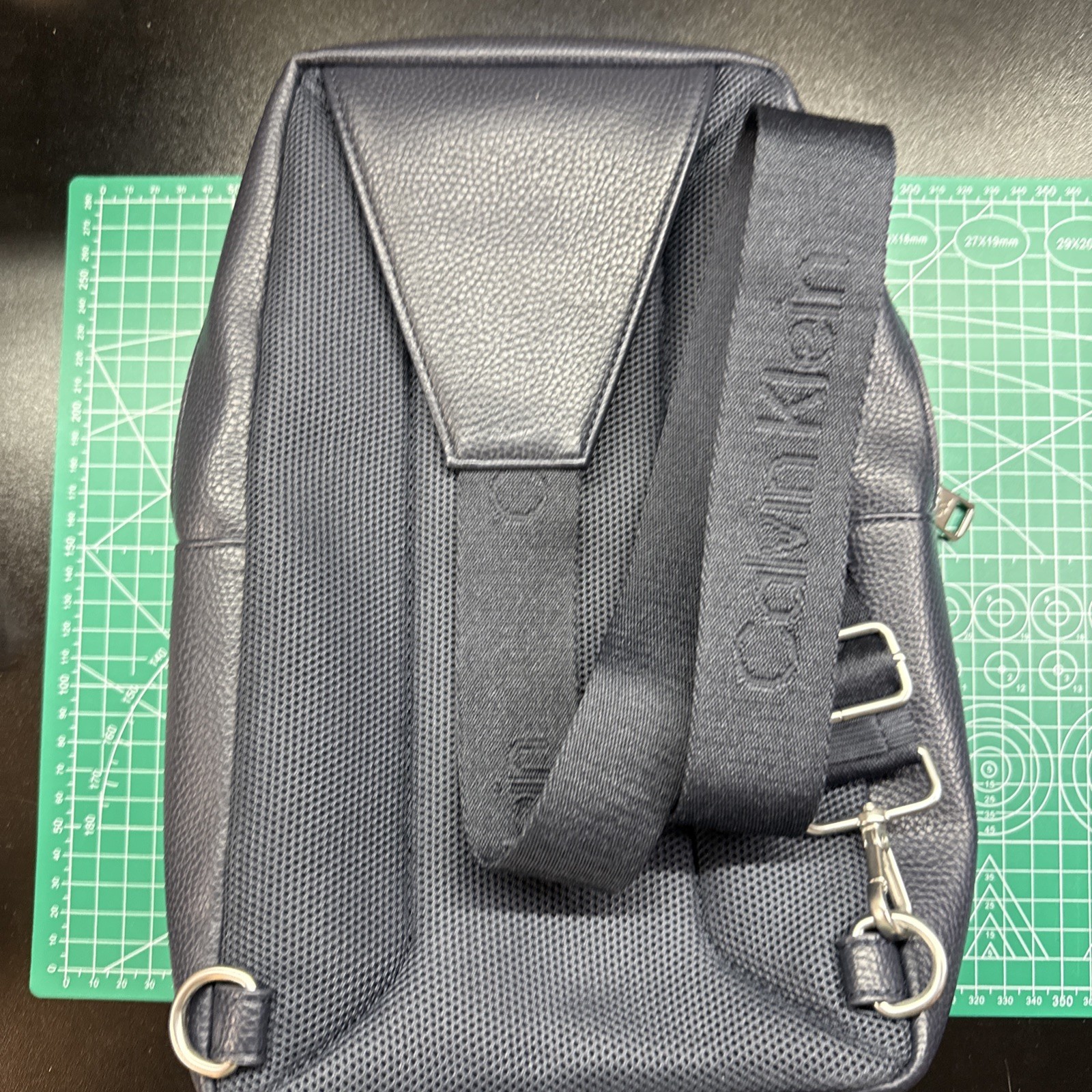 Calvin Klein Unisex All Day Sling Bag – Faux Leather- Dark Navy Blue