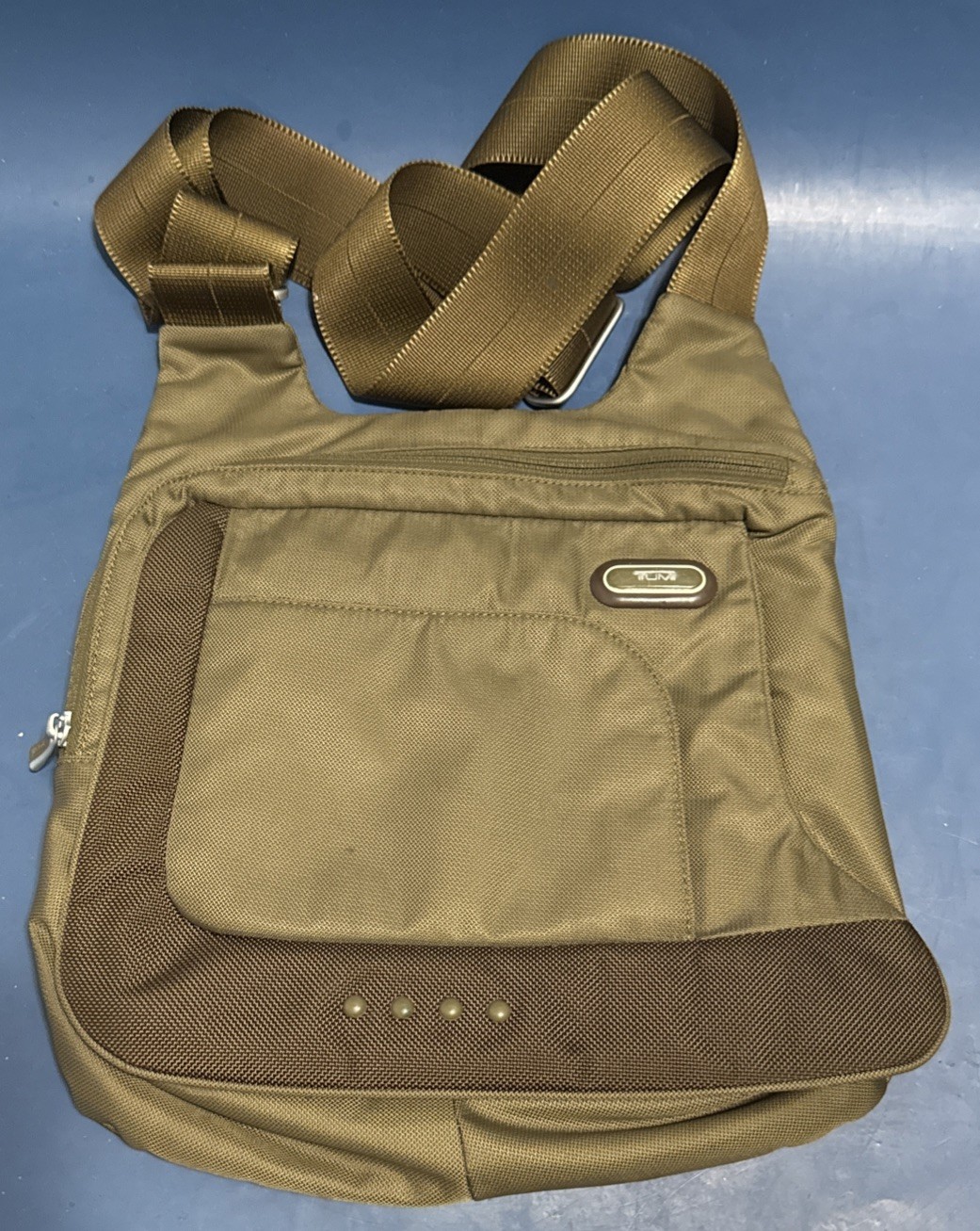 TUMI T-Tech Crossbody Messenger Large Laptop Carry Bag Olive Green Brown 5123PBL
