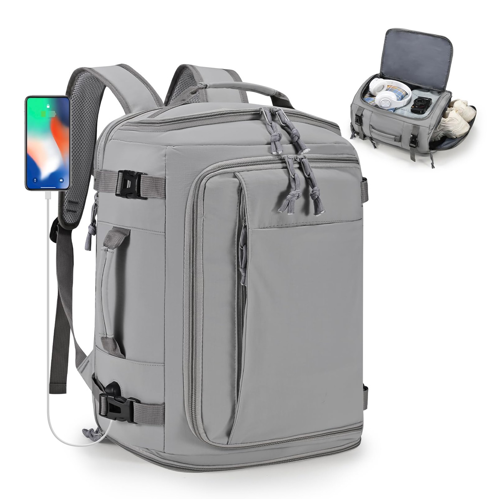 40x30x20cm Travel Bag, Expandable Carry on Travel Backpack 30-35L, 40x30x25cm…