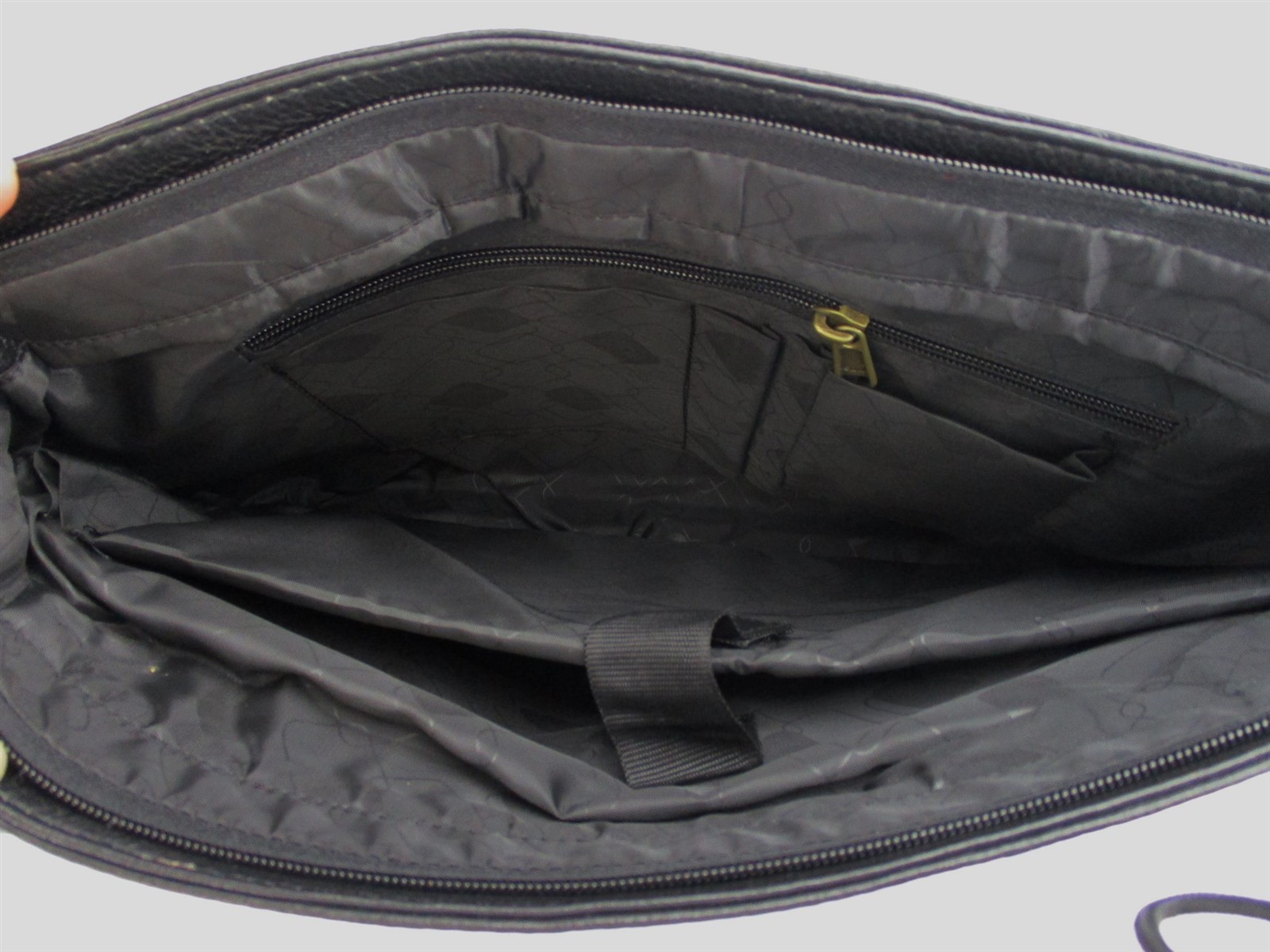 Genuine Grain Leather Messenger Shoulder Bag Briefcase Handmade Black 17x15x4″