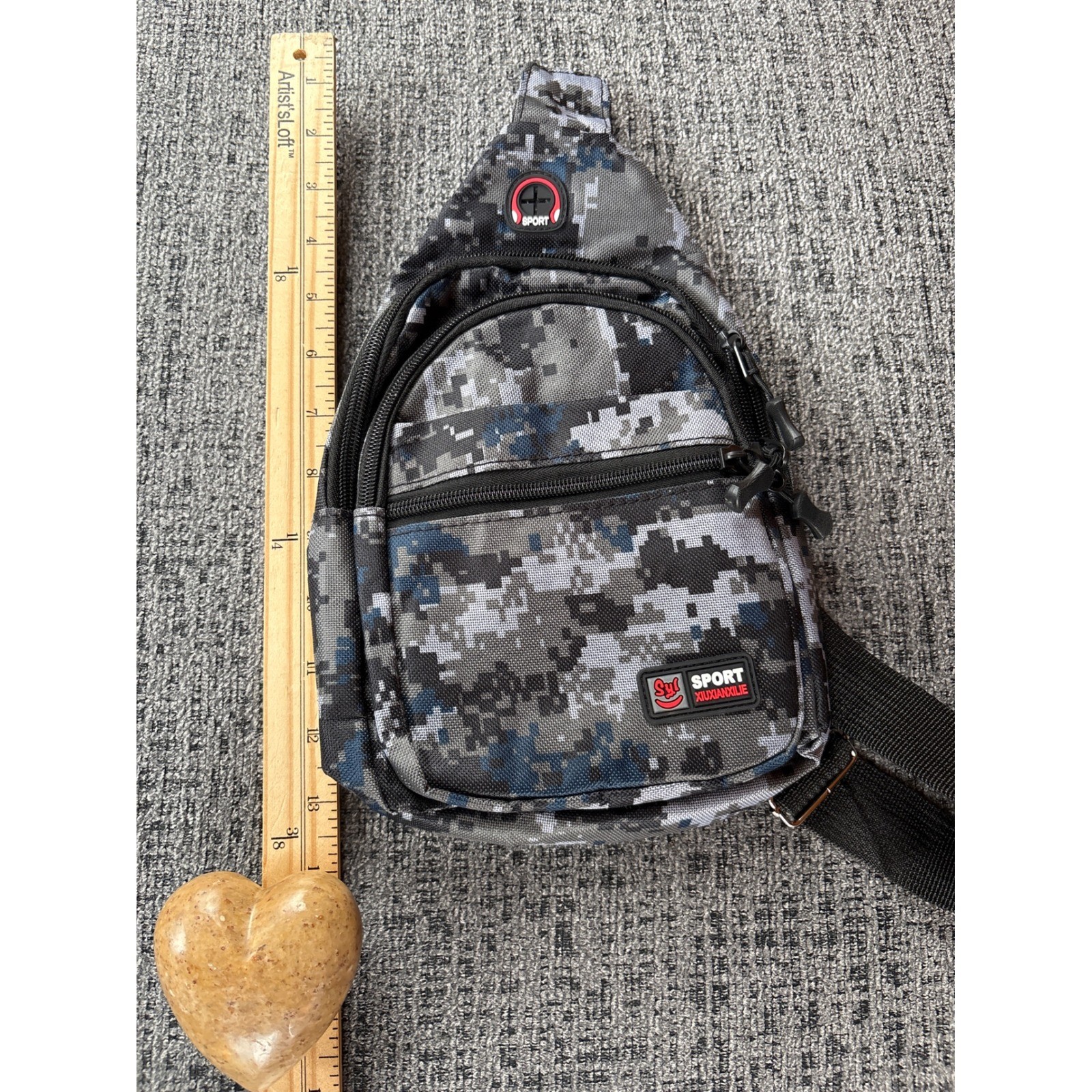 Sport Xiuxianxilie Digital Camo Sling Bag Blue Grey Crossbody Backpack Techwear