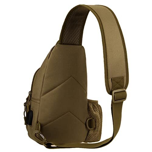 Tactical Sling Crossbody Backpack with Water Bottle Holder, Shoulder Coyote