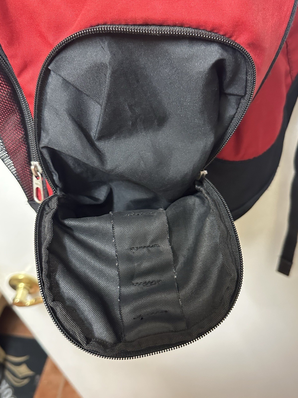 Nike Mesh Backpack Black Red Sports Training school Bag Swoosh Multi zip pockets