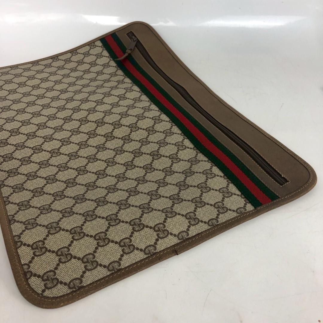 GUCCI Vintage GG Supreme Sherry Line Clutch Bag Leather Men Size 32cm