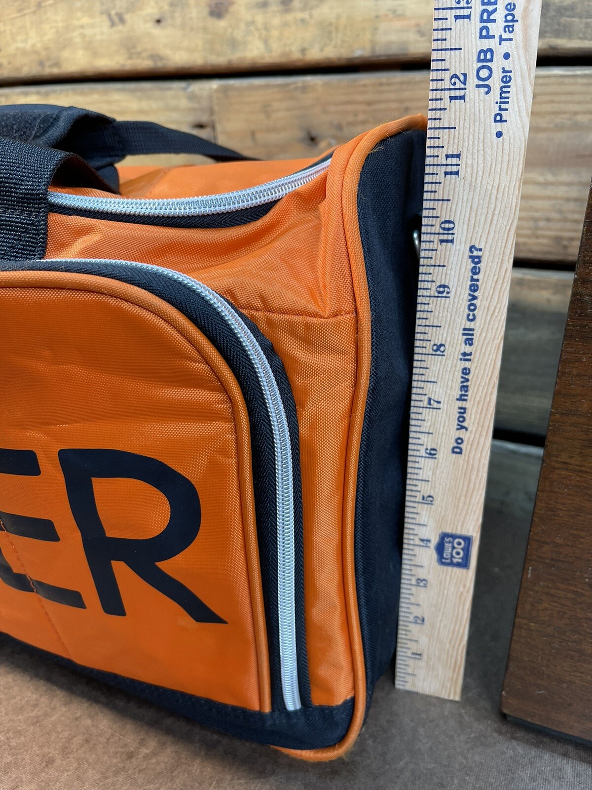 Rare Tommy Hilfiger Spellout Black and Orange Duffel Gym Bag 21 inches Long