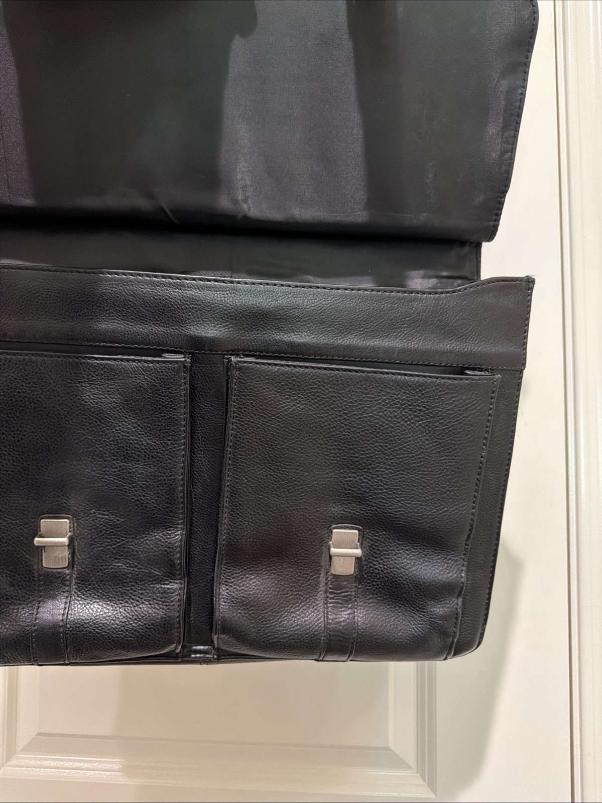 Vintage Wilsons Leather Expandable Briefcase Laptop Messenger Bag Black w/Strap