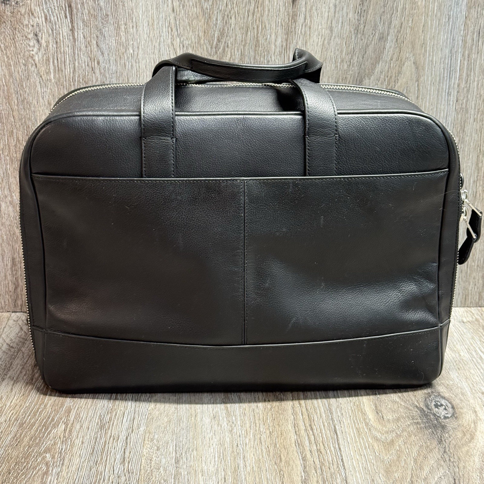 COACH 24 hour Smooth Black Leather Laptop Briefcase Messenger Bag — F72224