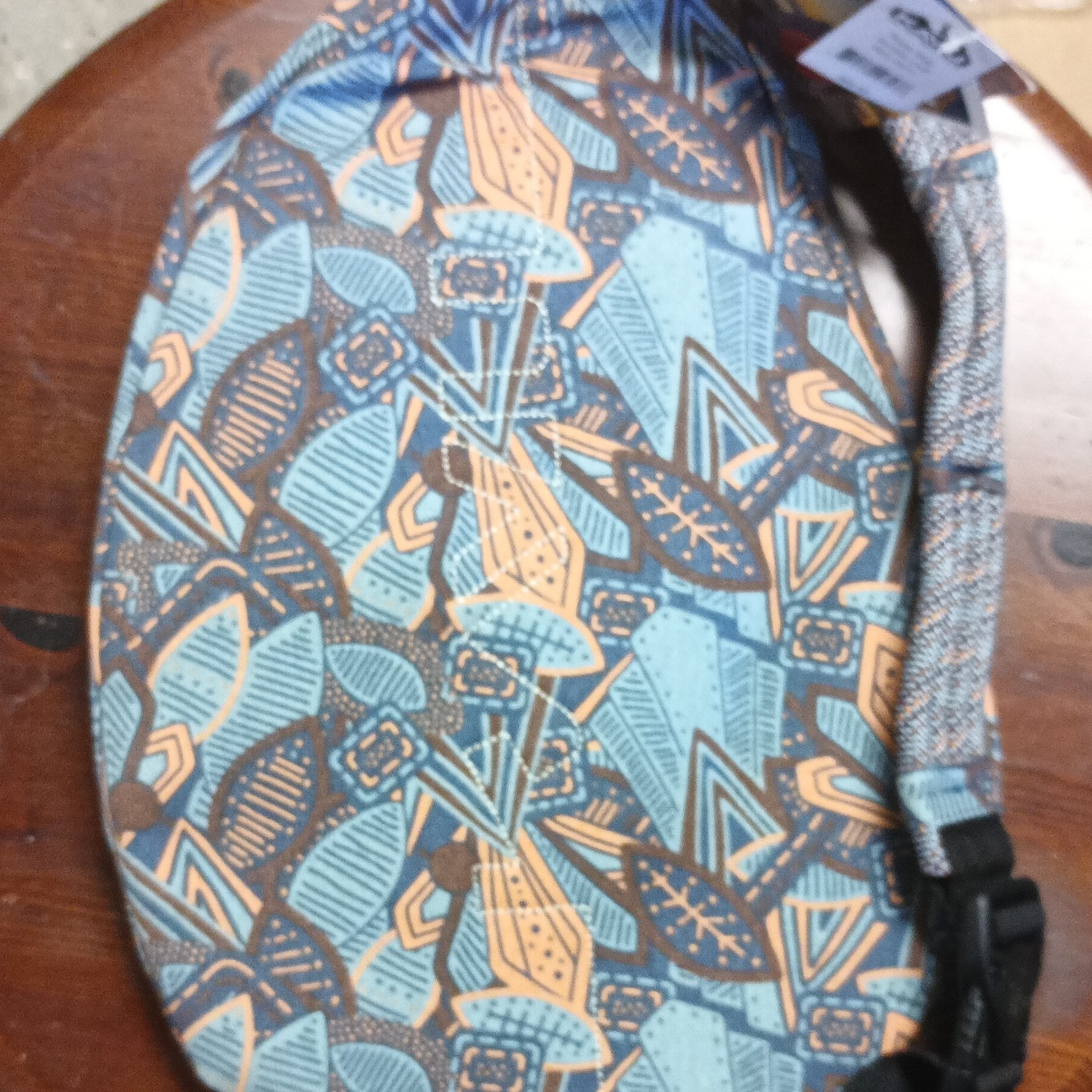 KAVU Rope Sling Crossbody Bag Geometric Blue Brown Beige Zip Pockets Unisex