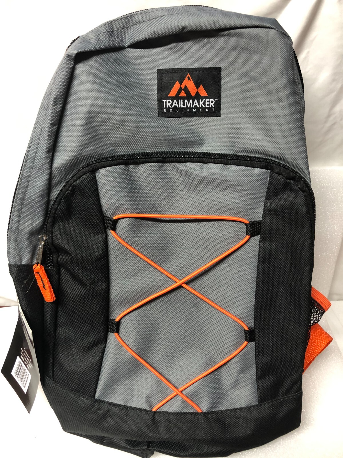New with Tag Trailmaker Equipment Backpack Gray Black Orange 17X14X5 Never Used