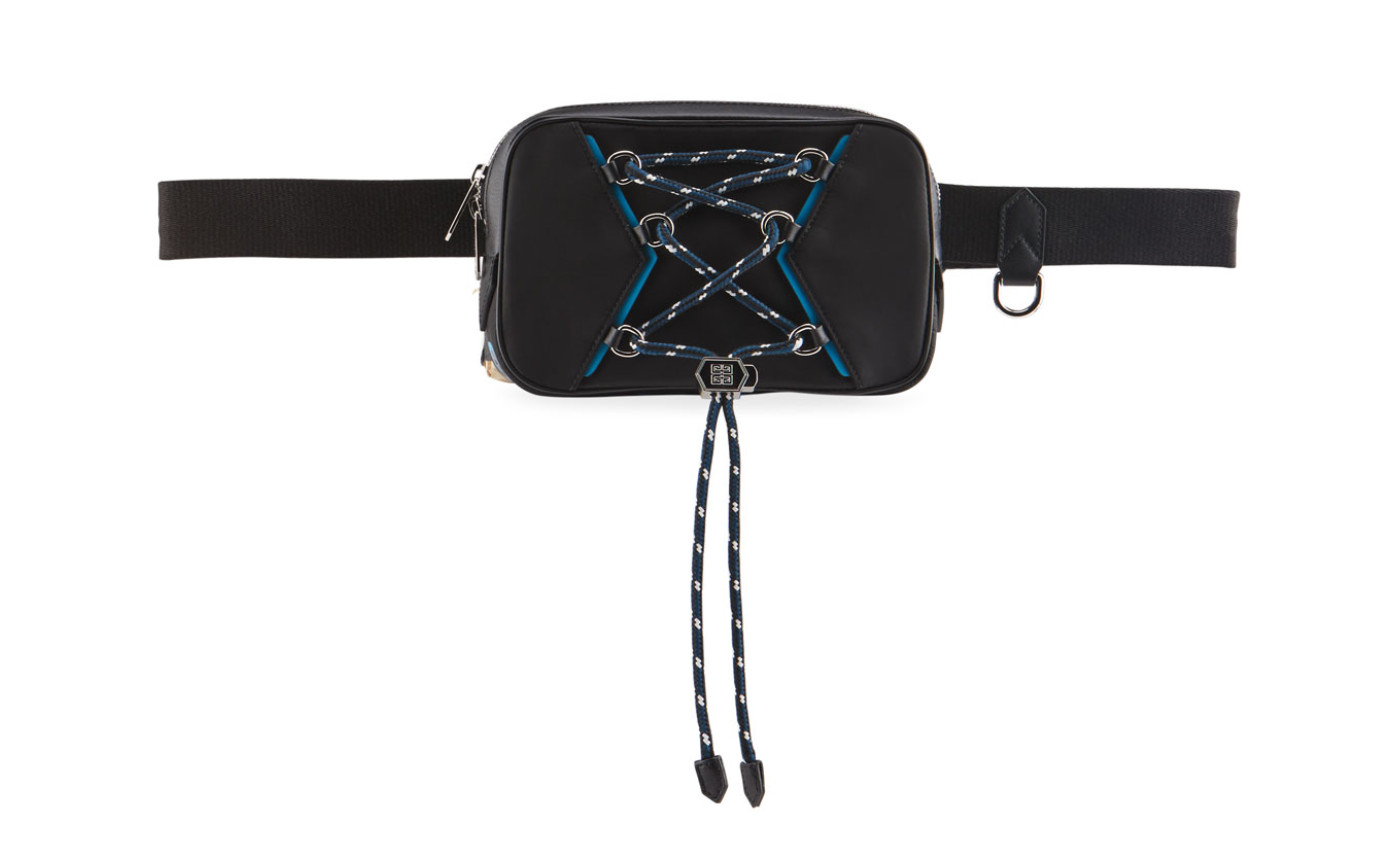 NWT Givenchy Men’s Bond Lace-Up Bum Bag with Cord Detail – Black/Blue