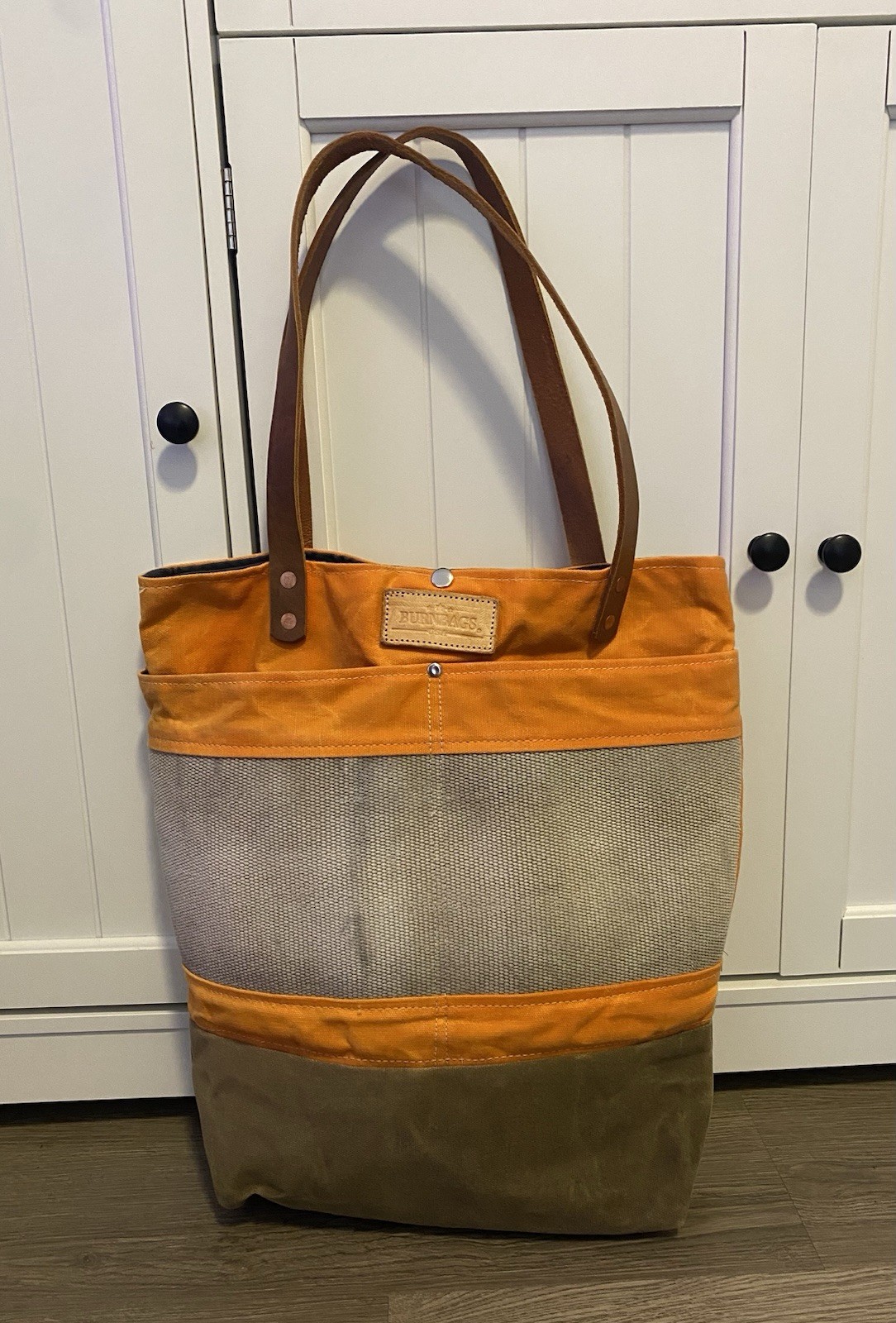 Burn Bags Waxed Heavy Canvas Tough Tote Bag Upcycled Fire Hose Tin Cloth Small