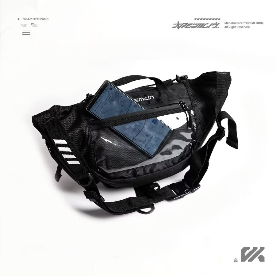 Kremlin Cyrax Double Strap Sling Waist Chest Bag Fullzip Futuristic Crossbody