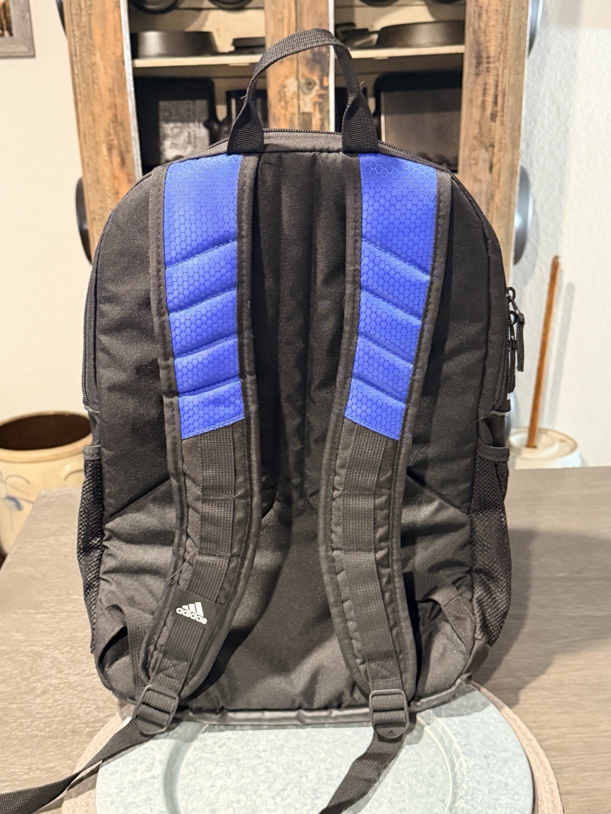 Adidas Backpack Blue Black School Book Bag Laptop Travel Sports 20×15