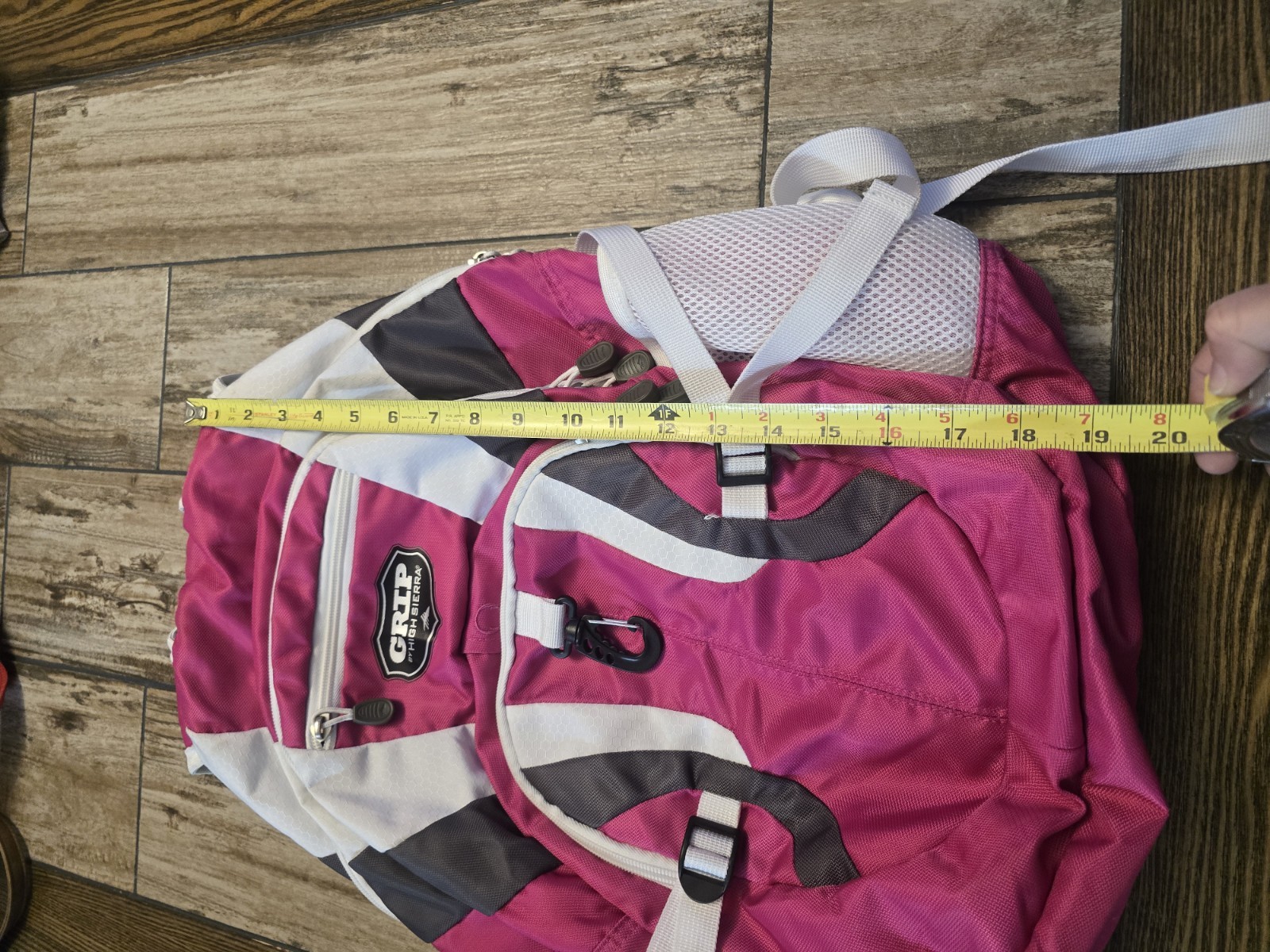 High Sierra Grip Pink Gray Backpack School Travel Hiking Laptop Book Bag Daypack