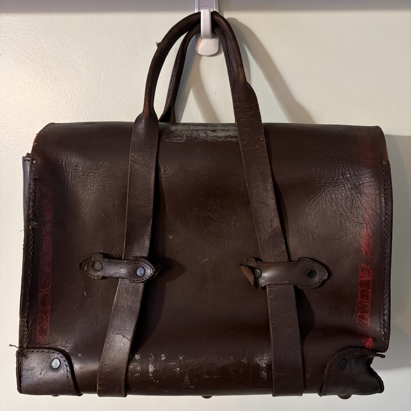 Vintage US Military Pilots Briefcase Brown Leather Briefcase Bag Movie Prop