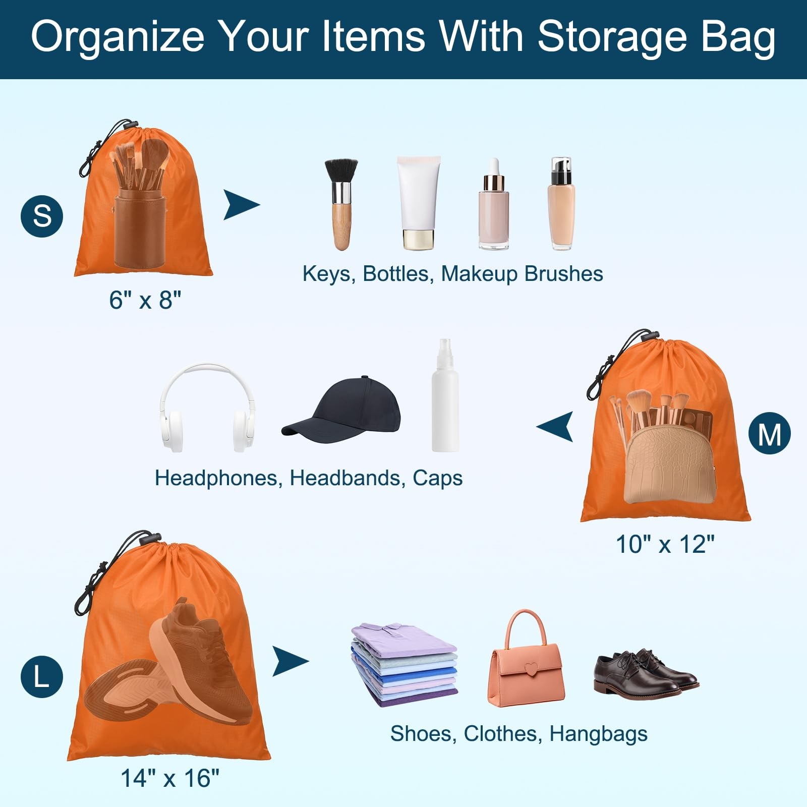 PATIKIL Travel Storage Bags with Toggle 10 x 12 Inch, 6 Pack Waterproof 210D …