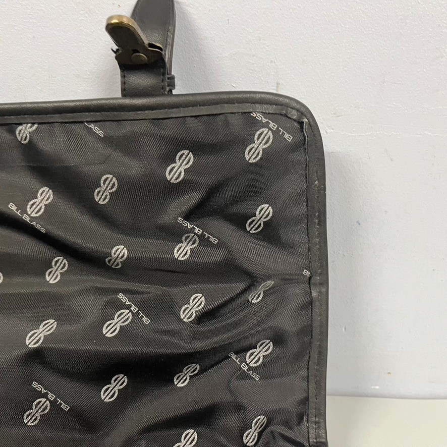 BILL BLASS Black Leather Laptop Messenger Travel Briefcase Shoulder Bag VTG