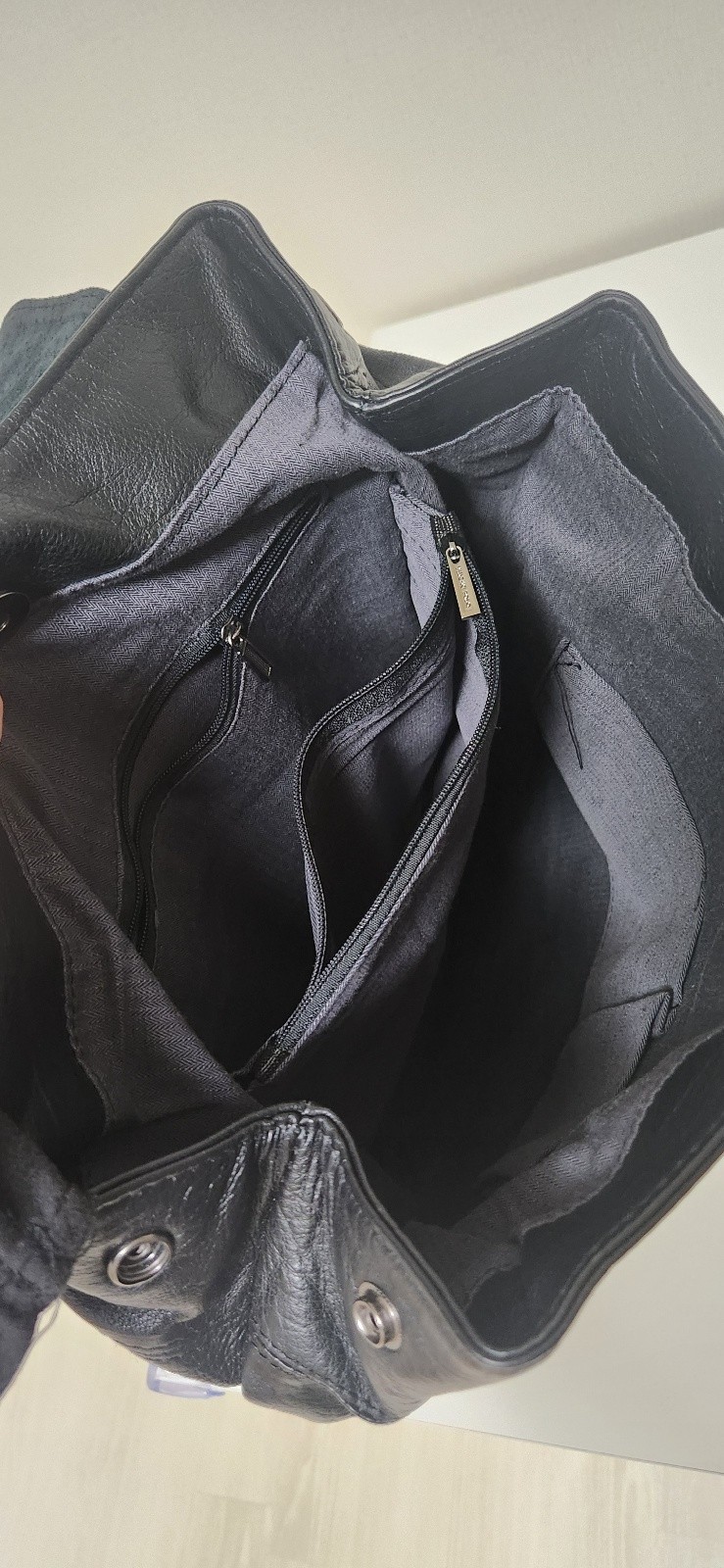Genuine Lambskin Leather Backpack Vintage Patchwork Shoulder Bag Black Soft Leat