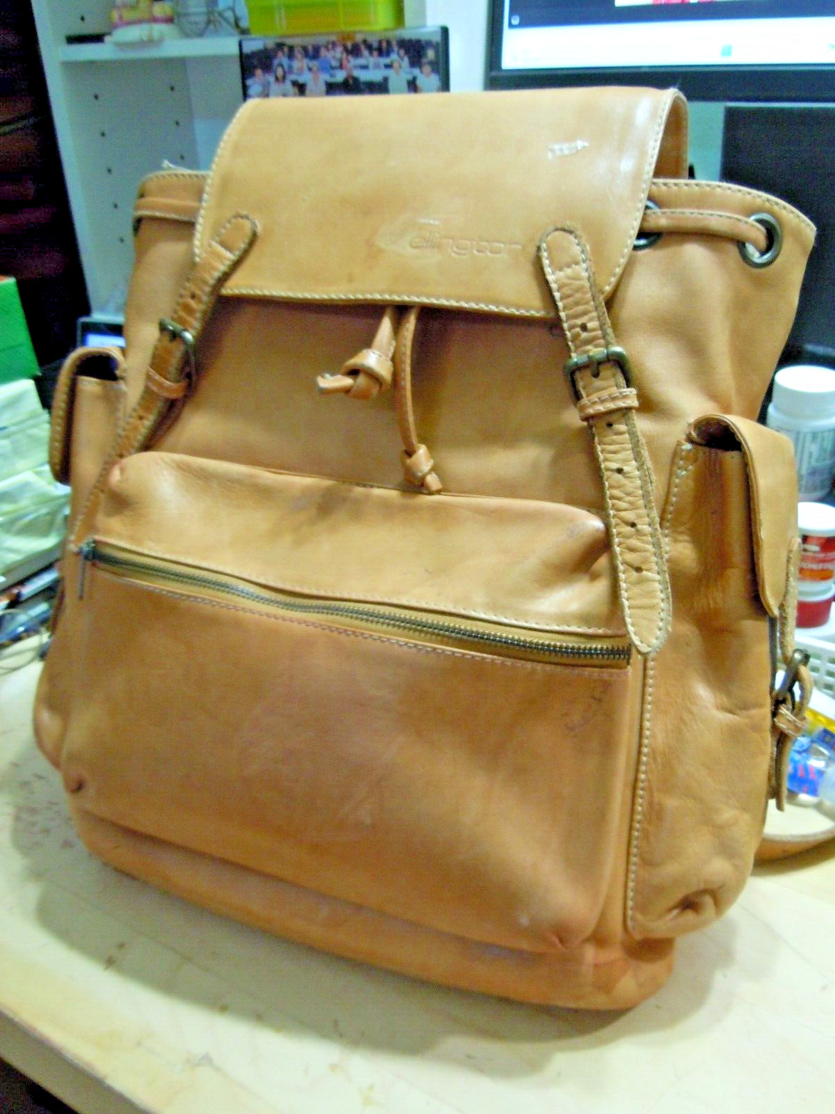 ELLINGTON Vintage Authentic Saddle Brown Leather large Backpack Bag #5