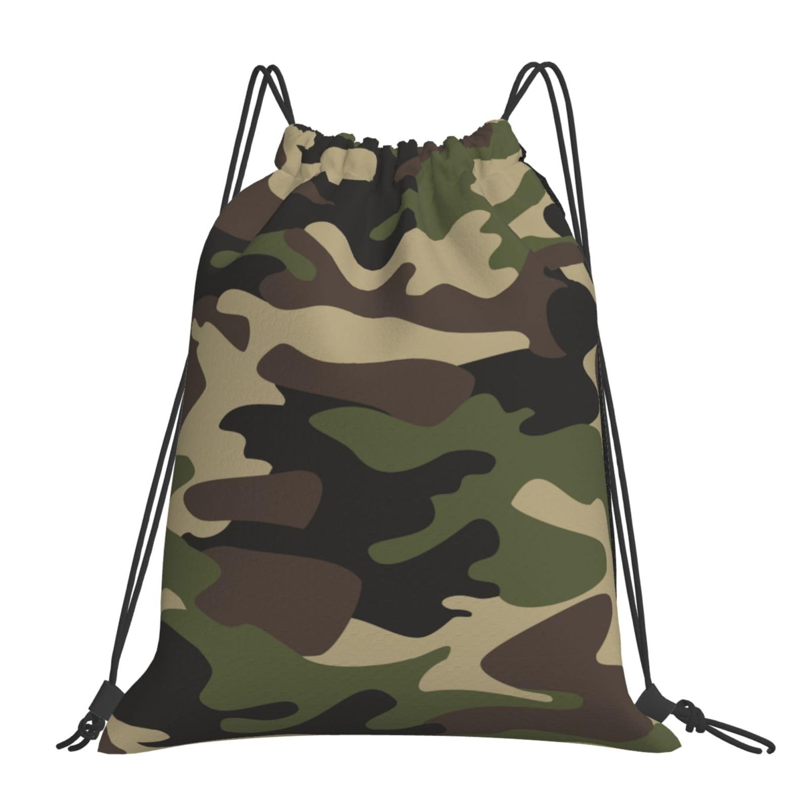 Green Brown Camo Unisex Drawstring Backpack Bag Sport Gym Travel Swim Sackpack