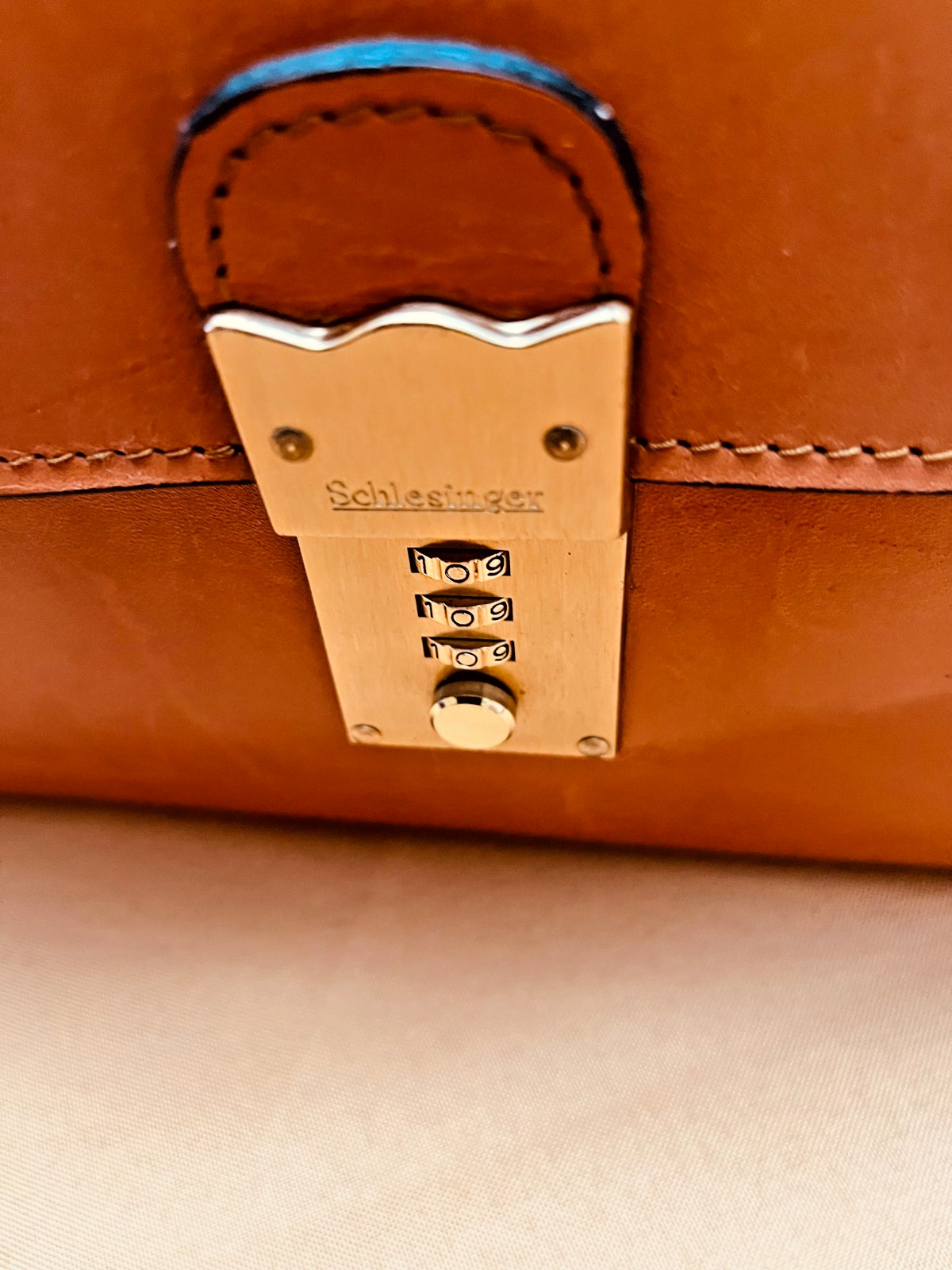 SCHLESINGER BROTHERS English Tan Heavy Leather Briefcase / Lawyer Bag – USA
