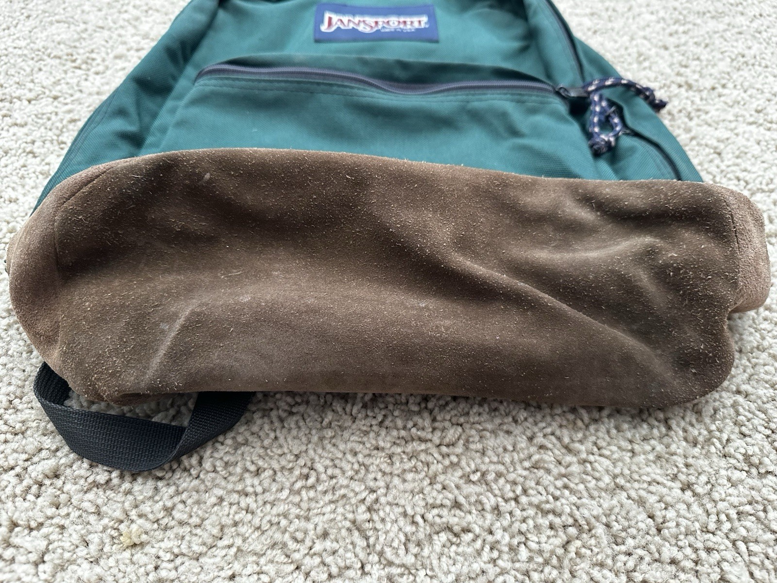 Vintage 1990s Jansport Suede Leather Bottom Backpack Green Classic School USA
