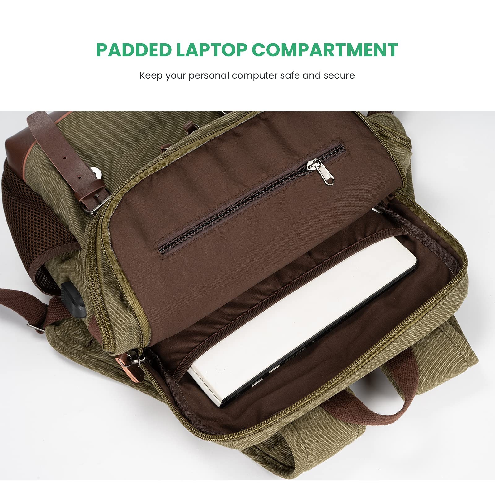 Eco-Friendly Vintage Backpack for Men , Canvas Bookpack Fits Most 15.6 Inches…