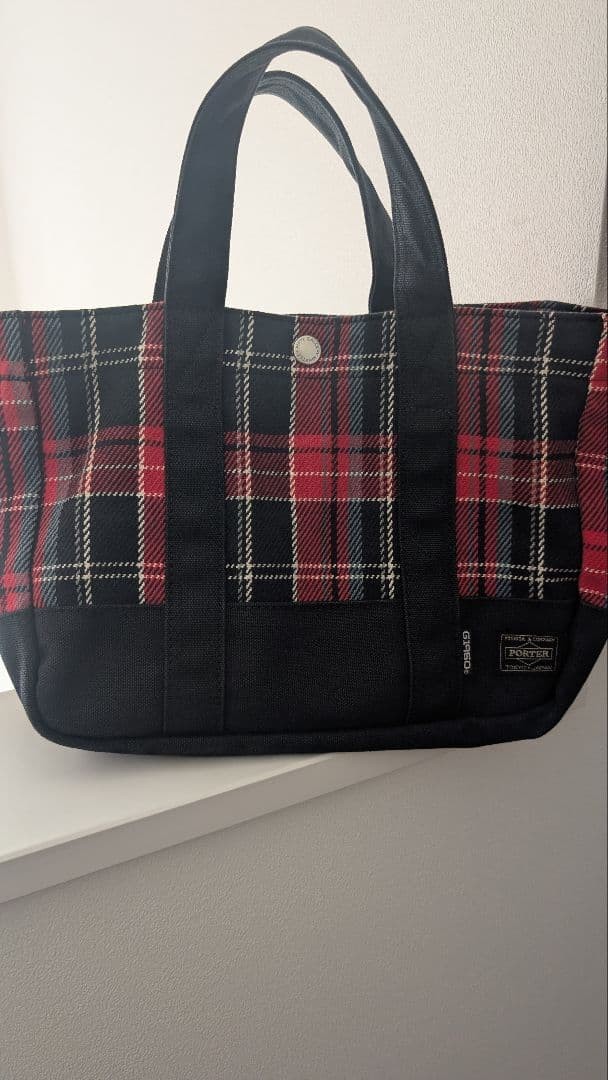 Authentic PORTER G1950 Collaboration Tote Bag Check Pattern 37cm x 23cm x 8cm Bl