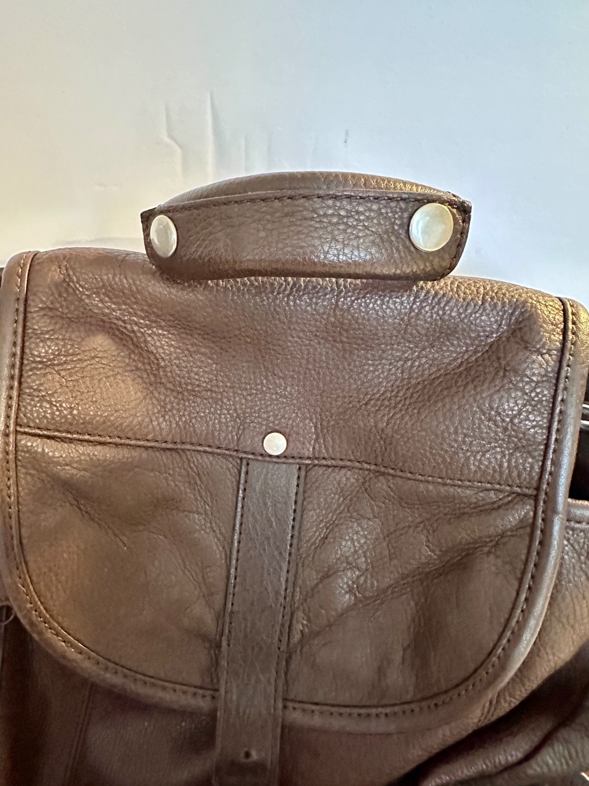 GENUINE LEATHER UNISEX BACKPACK CHOCOLATE BROWN w Multiple Pockets & Drawstring