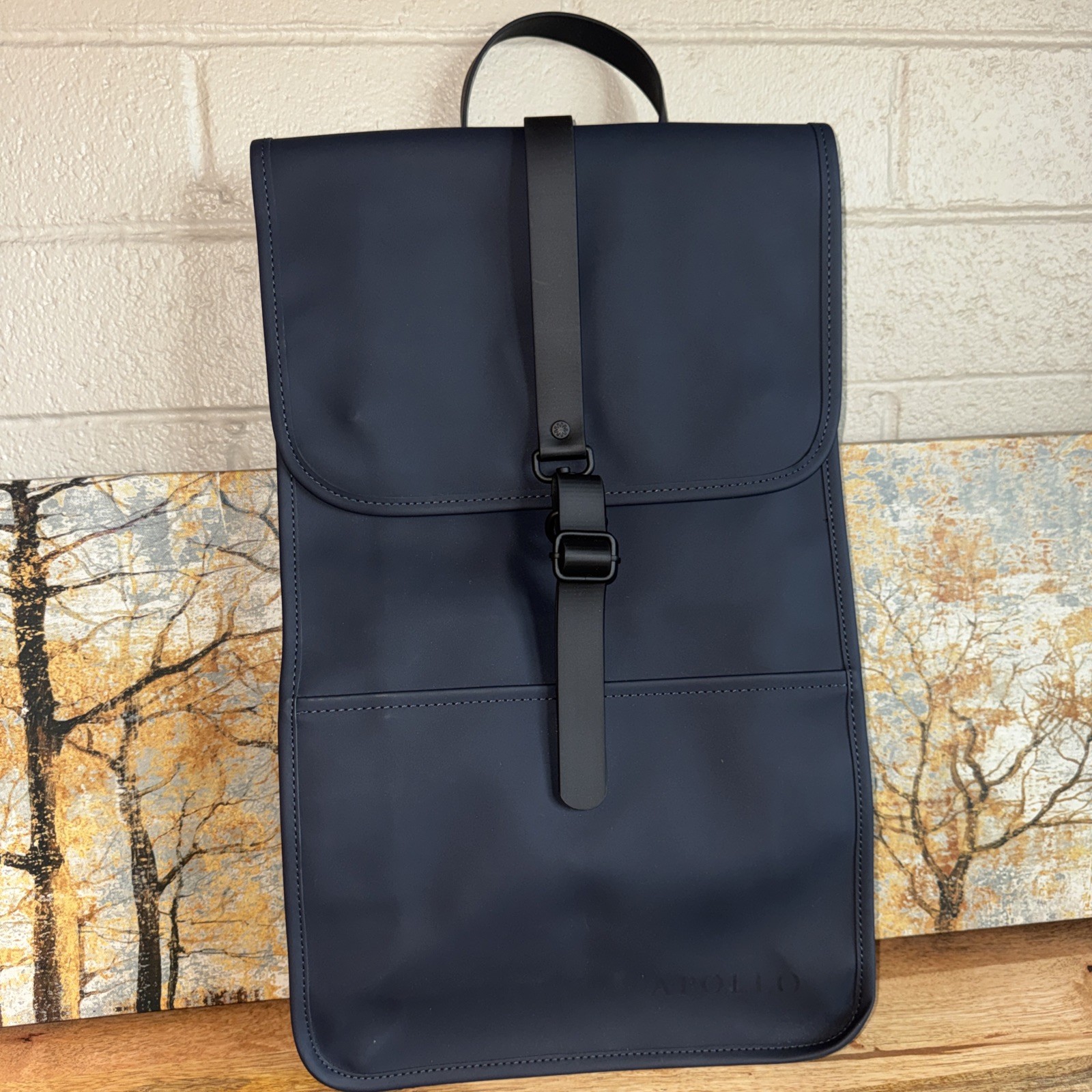RAINS NWOT Backpack Waterproof Matte Navy Blue Work School Computer Backpack