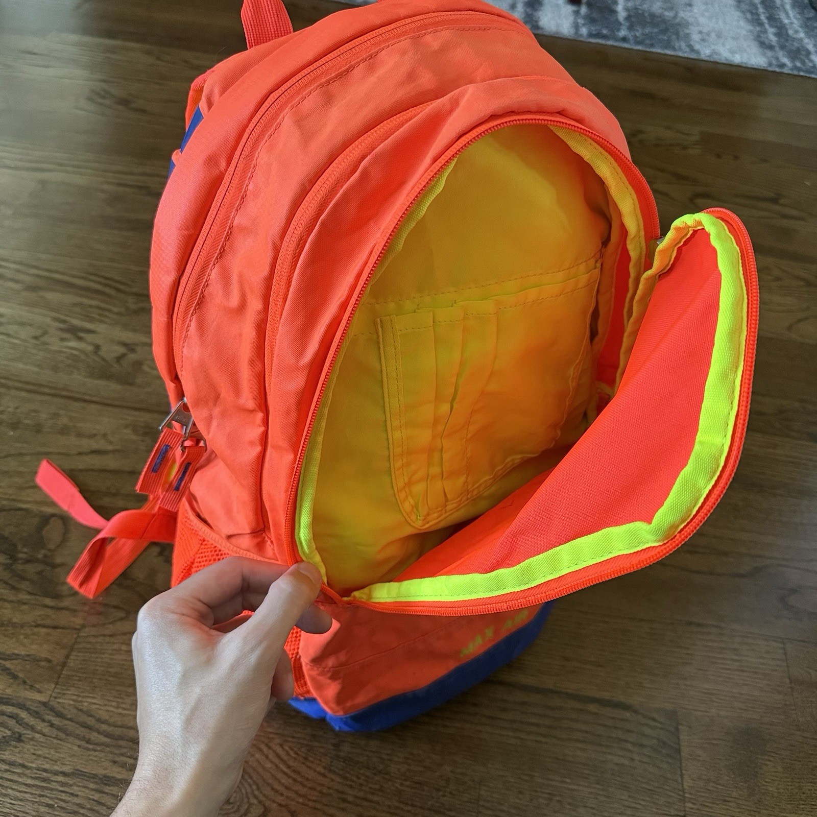 Nike Max Air Backpack Orange Blue Neon School Gym Travel Bag Unisex