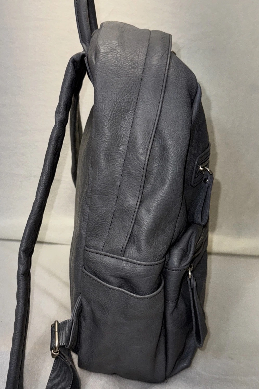Monopoly Office Faux Leather Backpack Daily Laptop Bag Gray 13×11 Discontinued