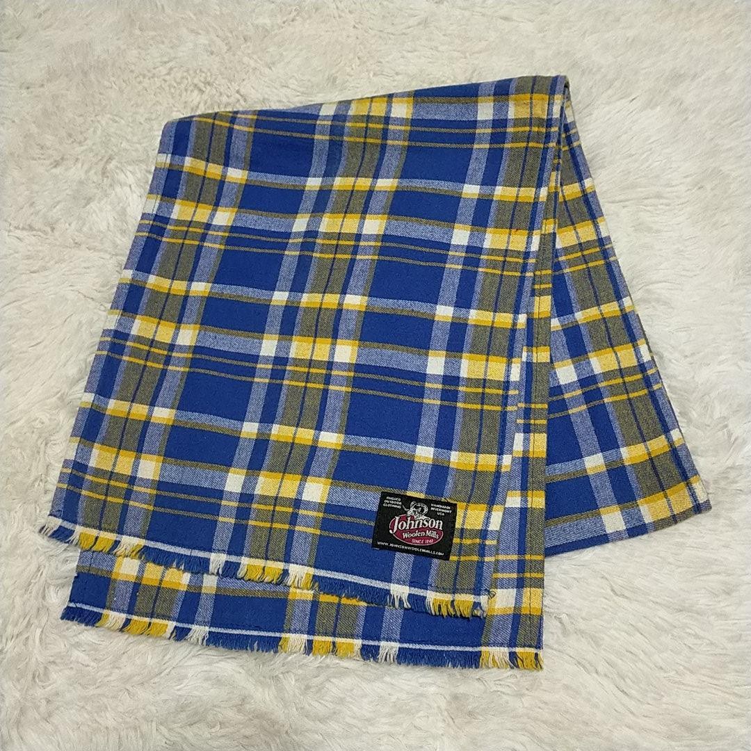 Rare Johnson Woolen Mills Blue Check Scarf – Flannel Fabric