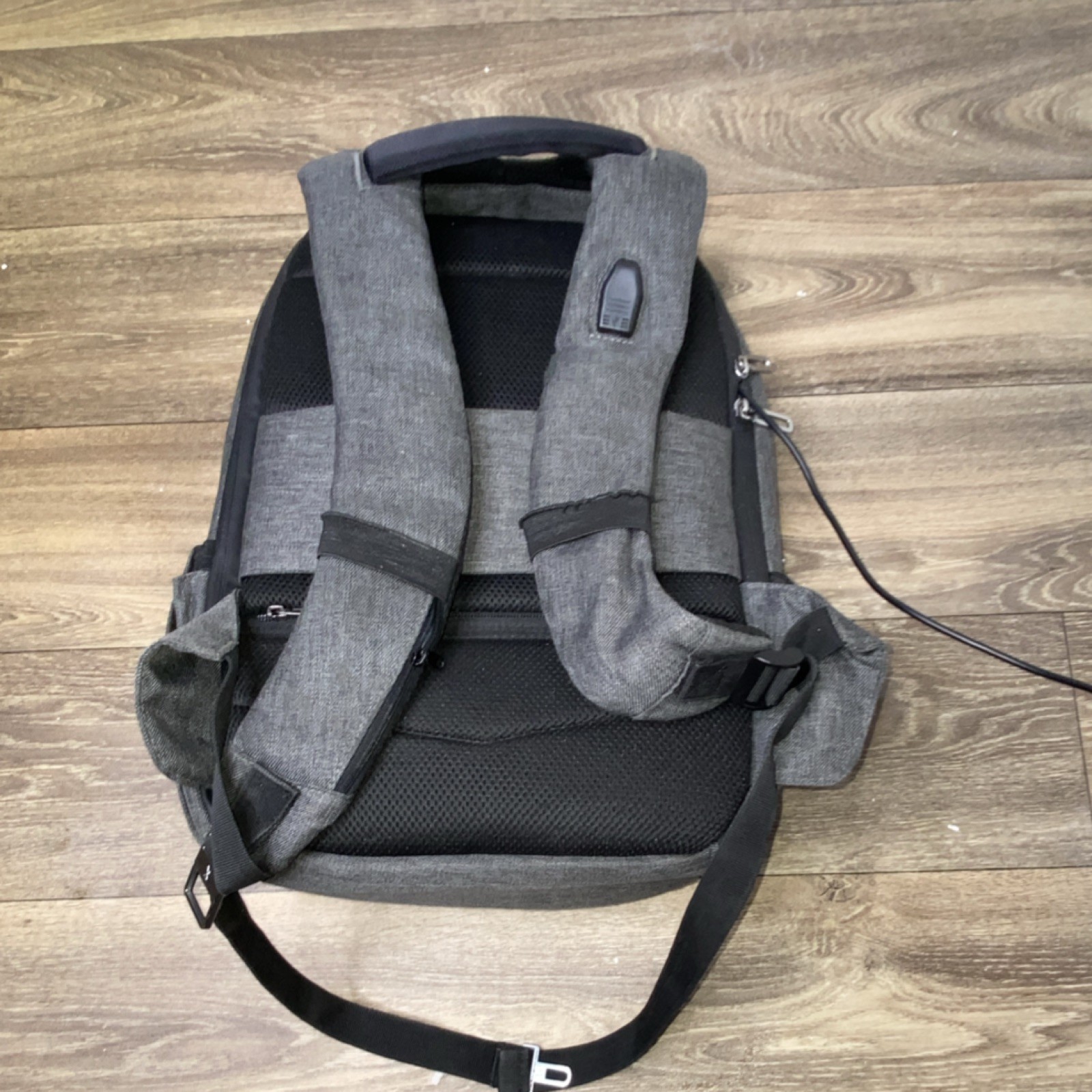 Aflac Gray/Black Laptop Backpack w/ TSA Lock, Sleeve, Pockets, Adjustable Straps