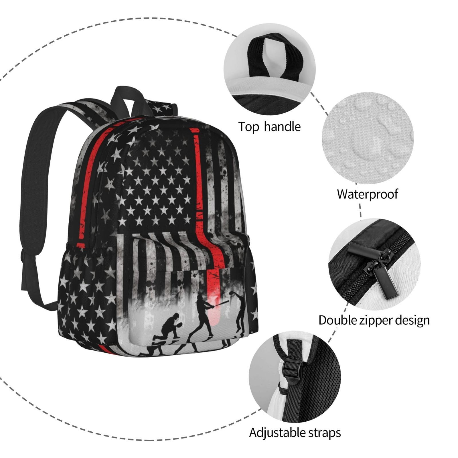Baseball Backpack American FlagLaptop Backpacks Multipurpose Daypack For Men …