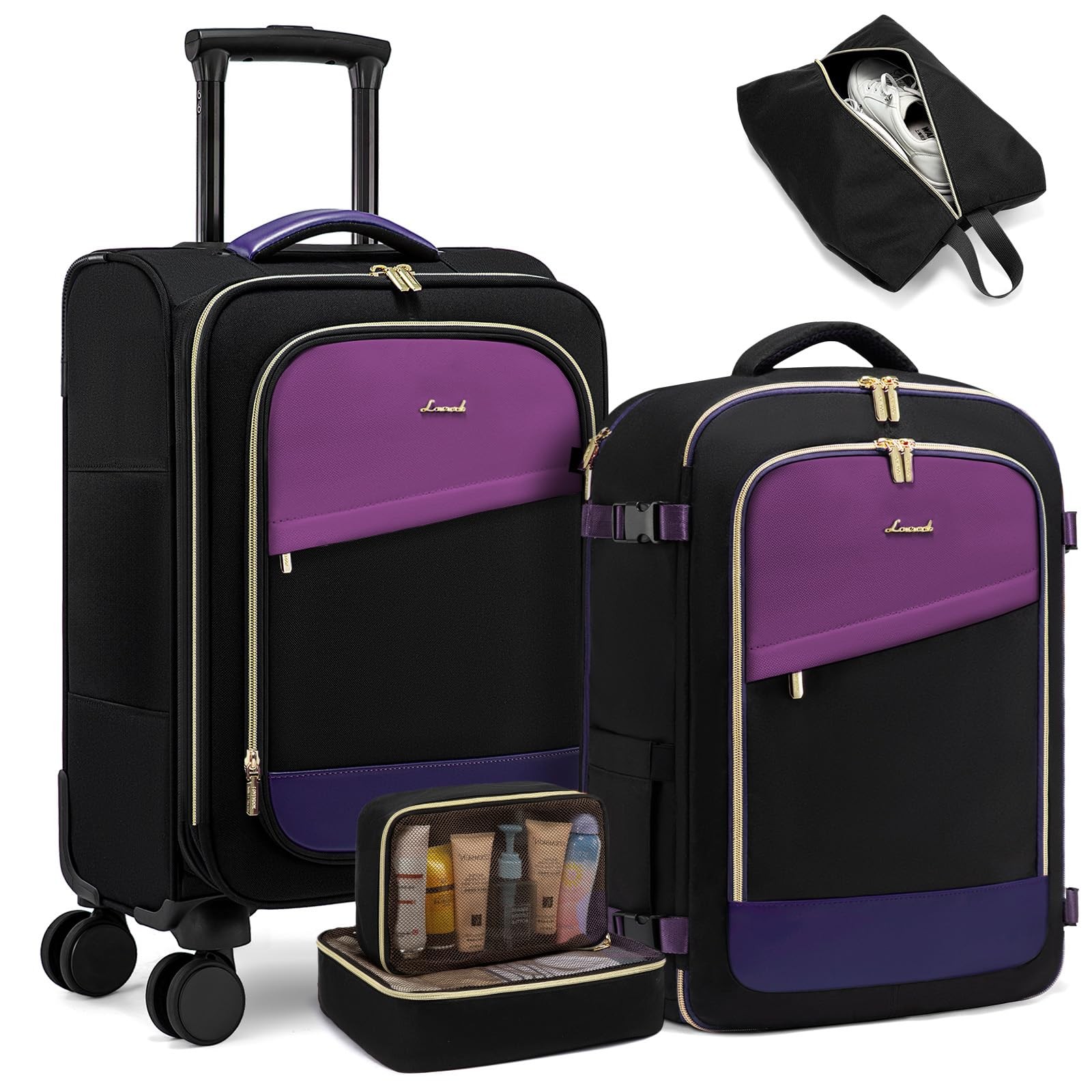 5 Pcs Carry On Luggage 22x14x9 Airline Approved with 40L Laptop Travel Backpa…