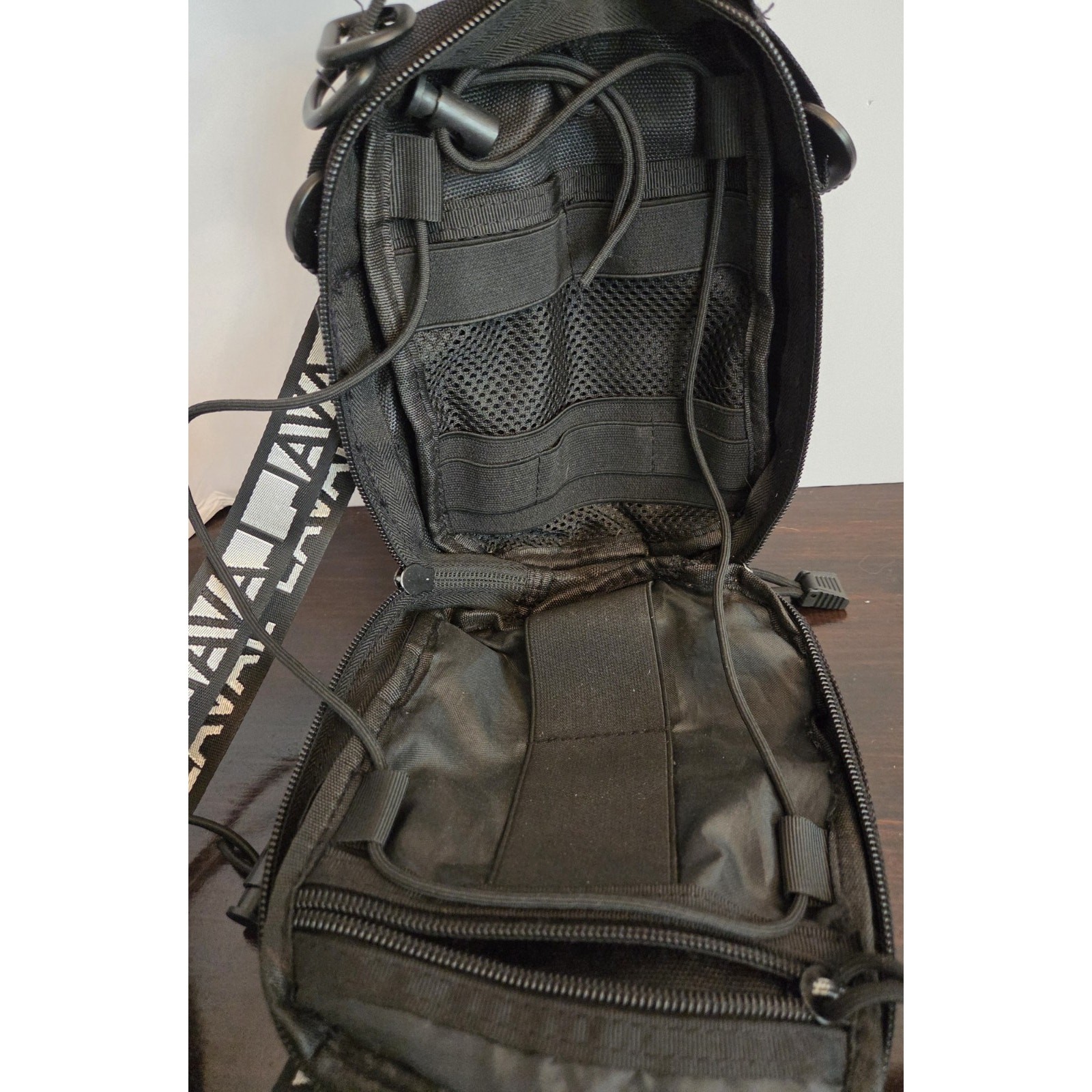 Laval Utility Crossbody Side Bag Travel Black Nylon Adjustable Strap Lightweight