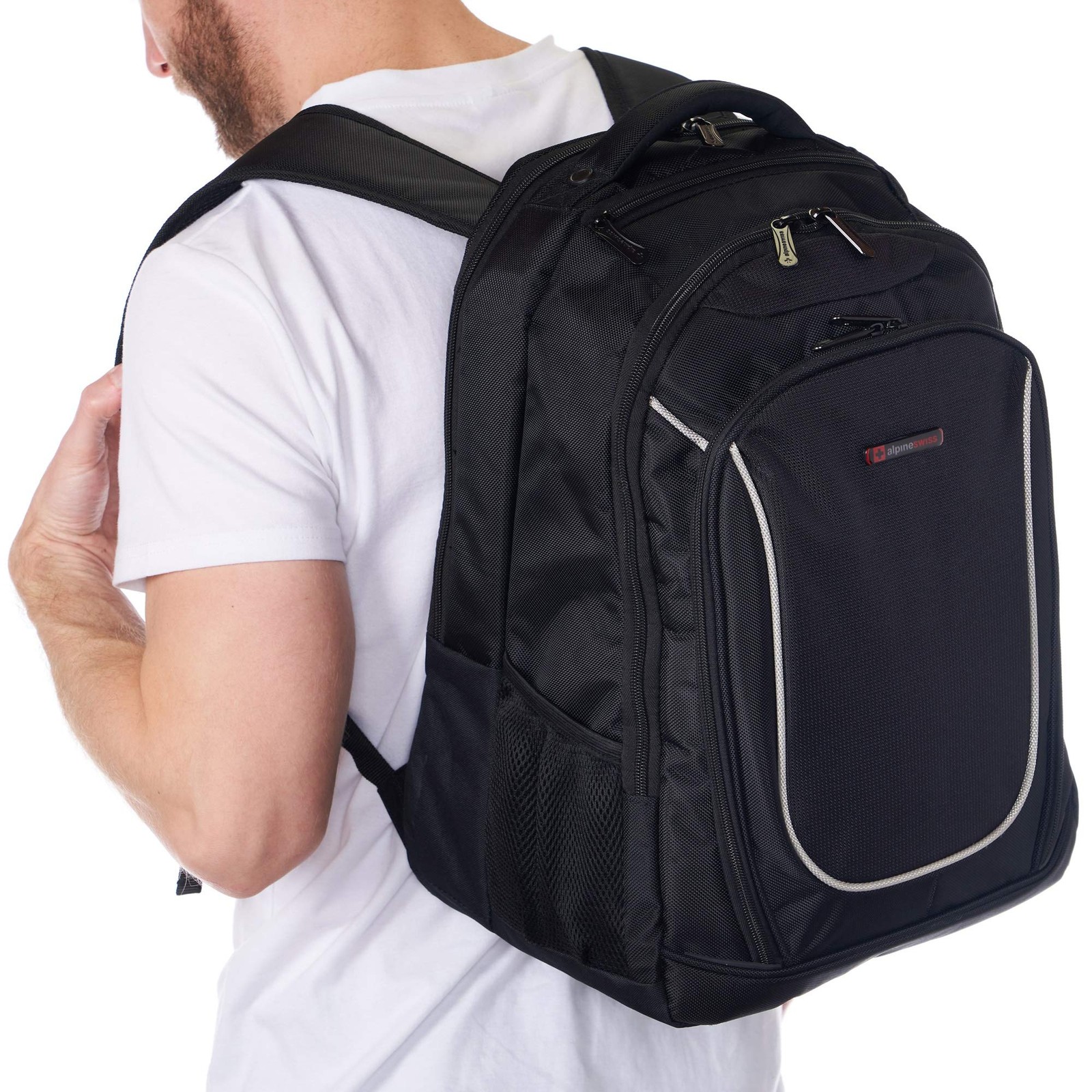 15.6″ Laptop Backpack with Sleeve, Durable Black Design for School or Travel