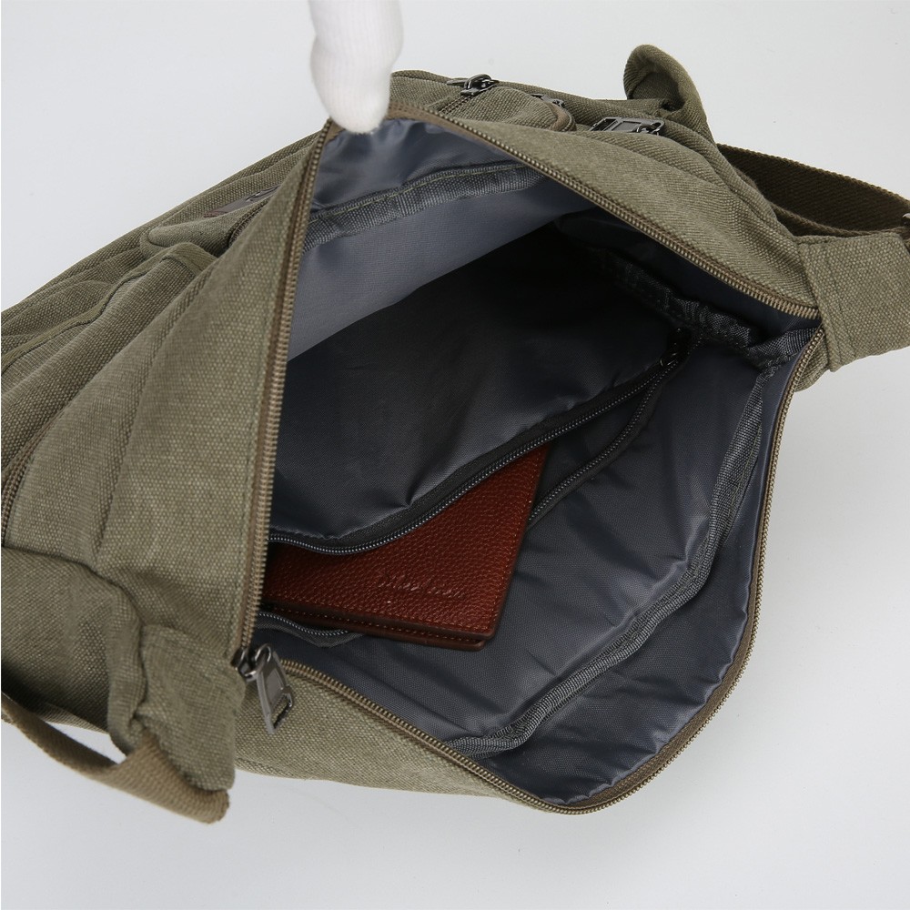 Canvas Shoulder Bag Men Sling Messenger Bag Vintage Crossbody Military Satchel M