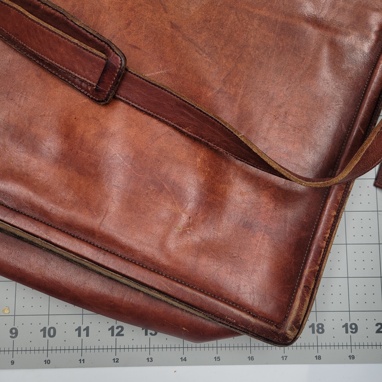 Michael Scott English Bridle Leather Briefcase Black Cherry Brown