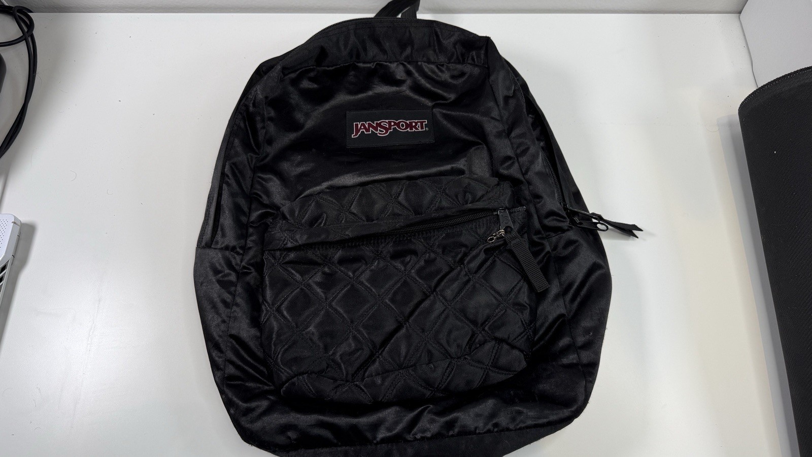 JANSPORT SuperFX 25L Backpack Diamond Quilting BLACK SATIN