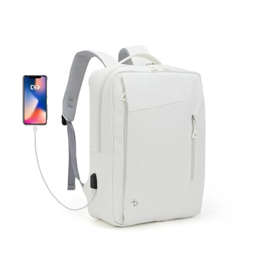 Slim Travel Laptop Backpack for Women, Personal Item Daypack | Beige