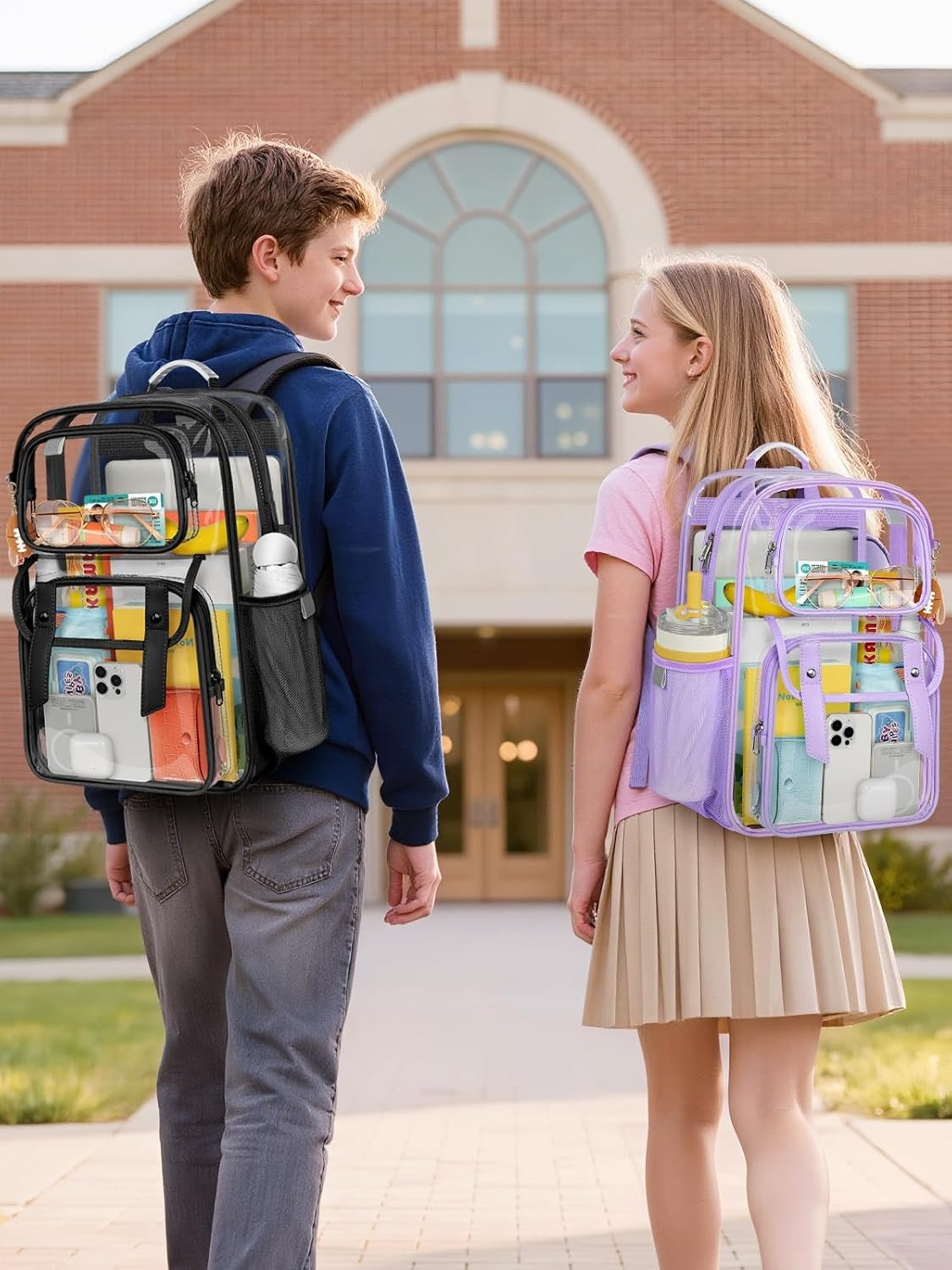 Clear Backpack Heavy Duty PVC Transparent Bookbag, See through Bag with Pressure