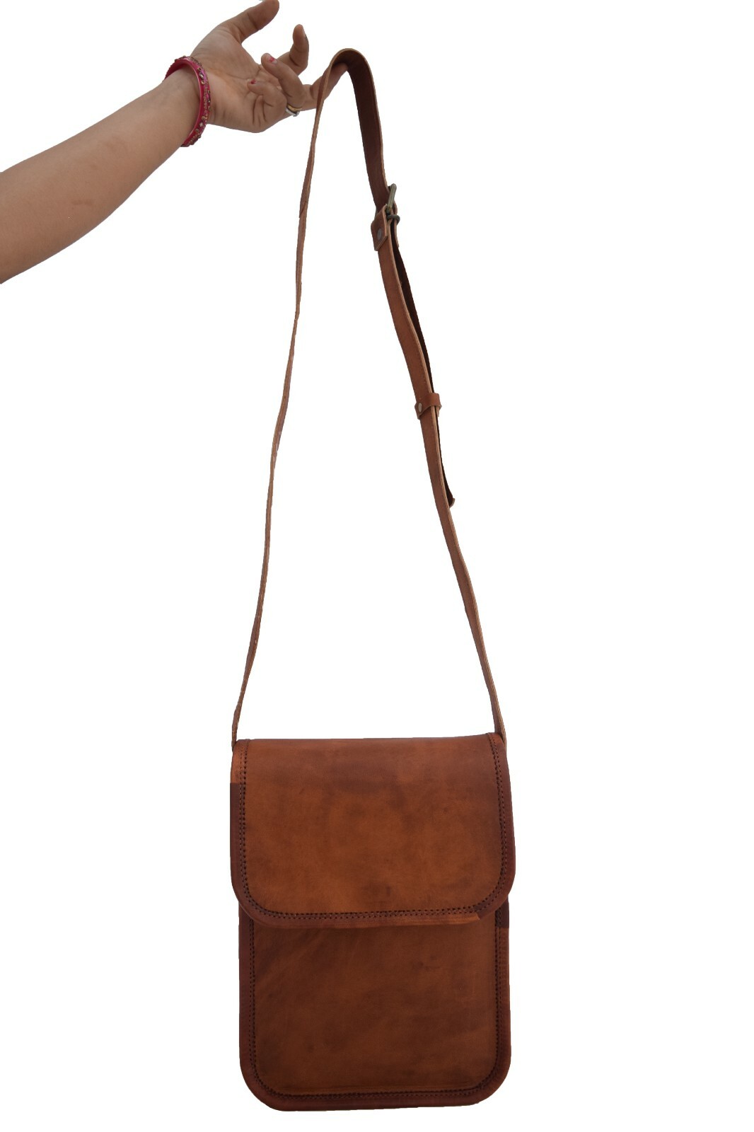 Vintage Leather Messenger Crossover Bag Mobile Purse Wallet Handbag Sling 9 In