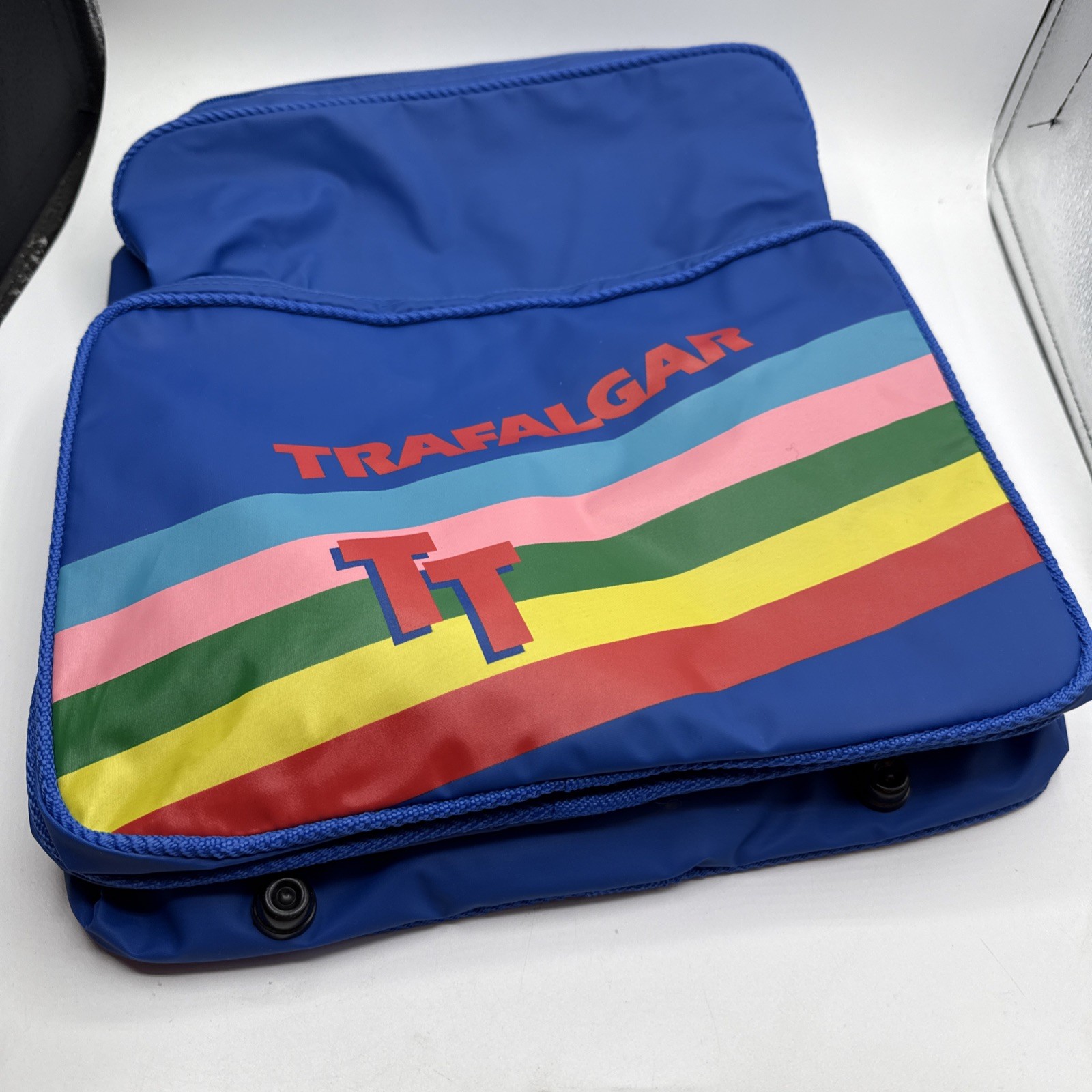 VTG Trafalgar Backpack Blue W Straps 80’s Inspired Rainbow Clean Handbag