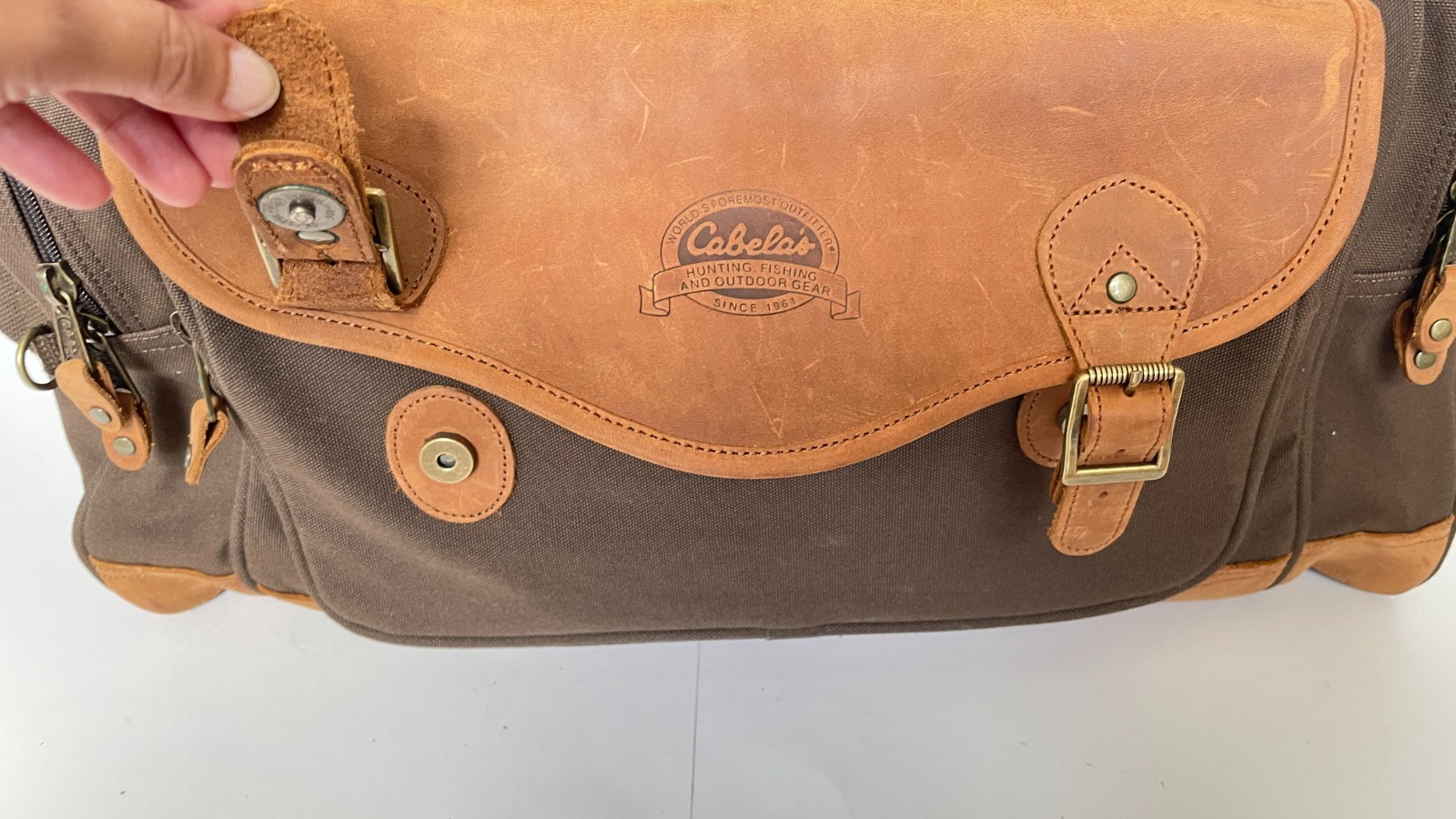 Cabela’s Vintage Battenkill Canvas & Leather Large Duffel Bag Luggage Filson